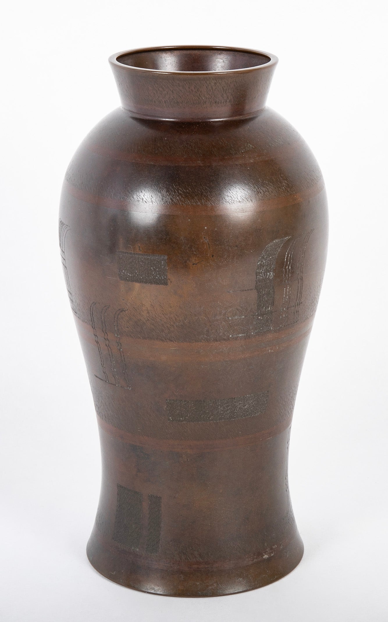 Pair of Baluster Form WMF Metal Vases