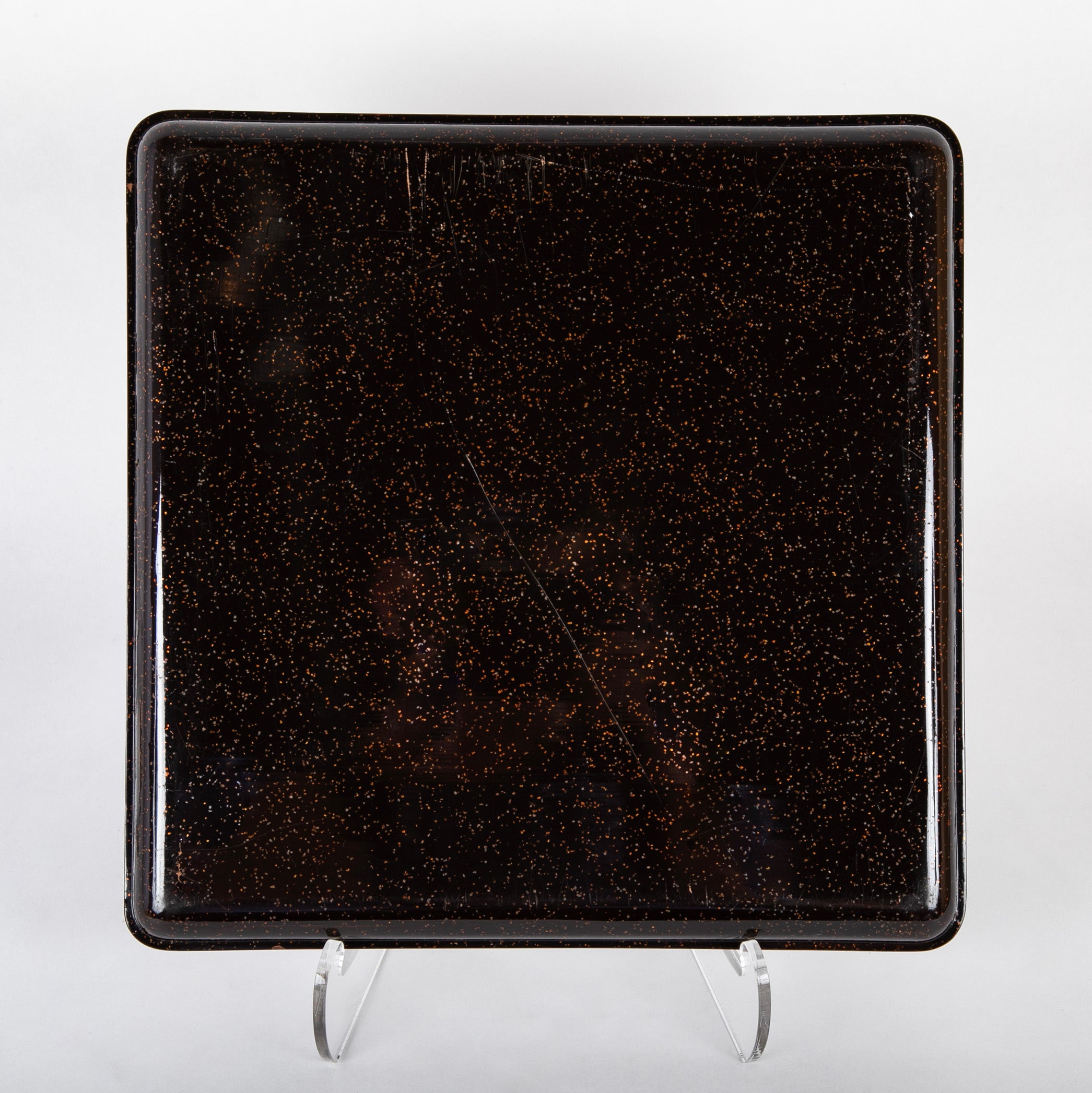 Japanese Black Lacquer Tray with Gold and Silver Takamaki-e Turtle Decor