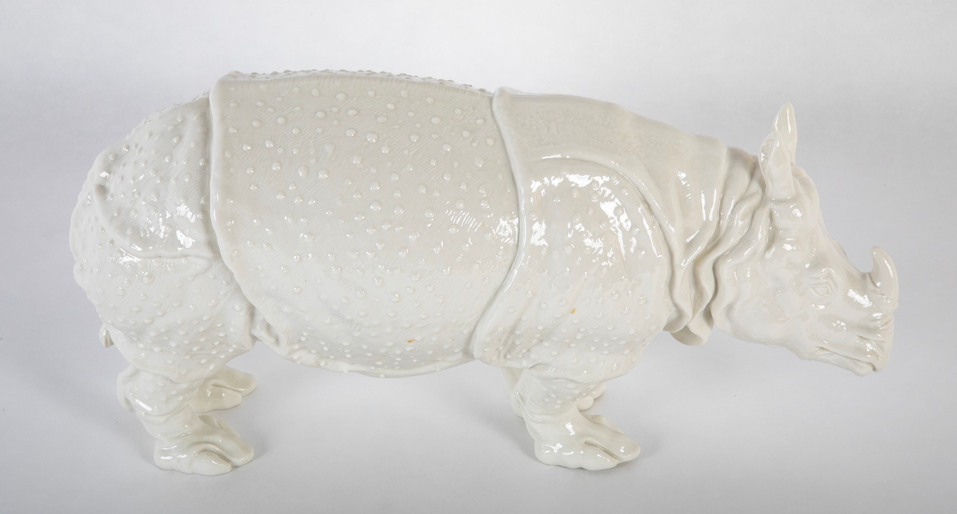 Rhino Clara Nymphenburg Frankenthaler Model in White Glazed Porcelain