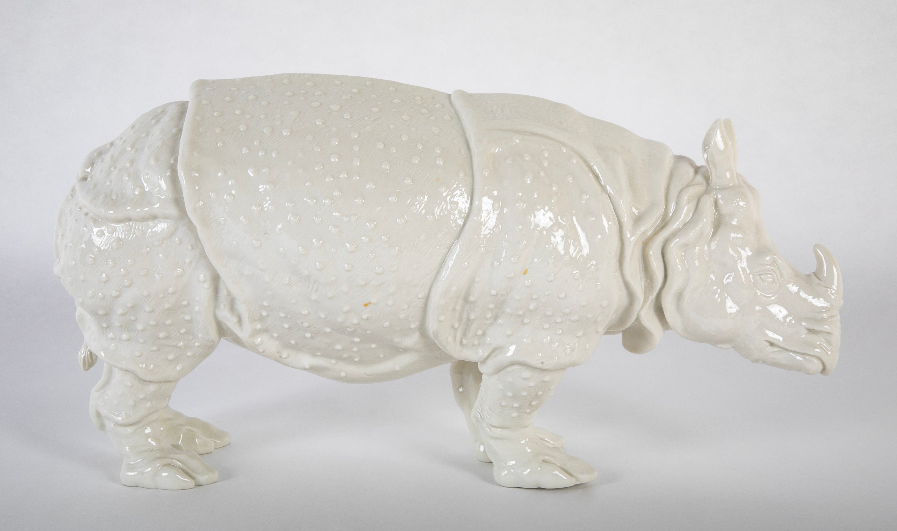 Rhino Clara Nymphenburg Frankenthaler Model in White Glazed Porcelain