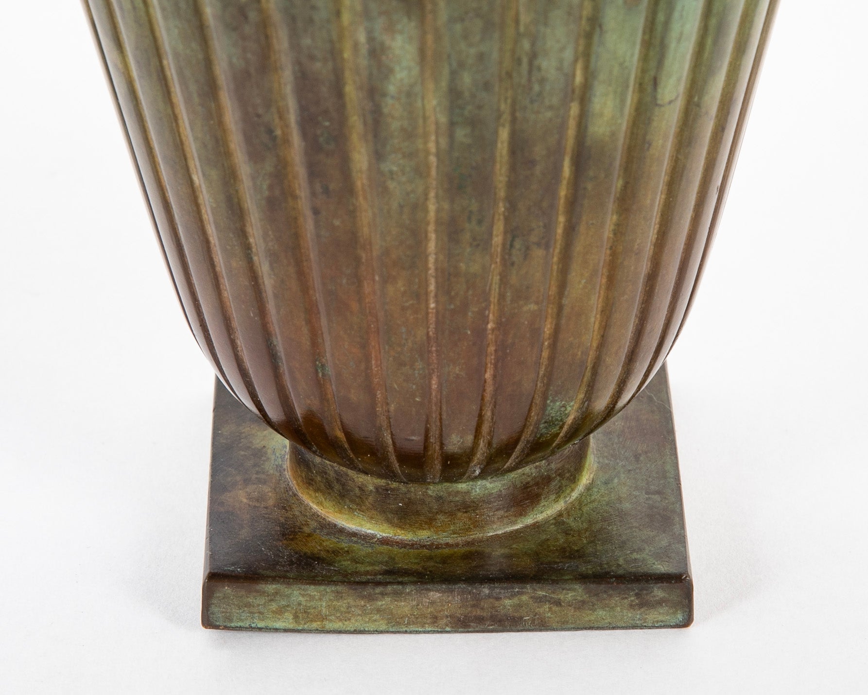 Swedish Bronze Vase of Flared Form with Ribbed Body
