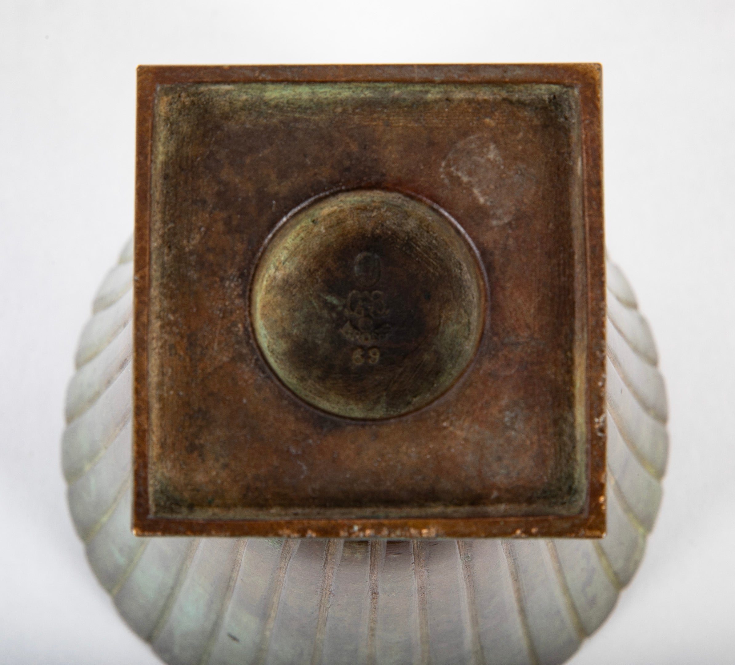 Swedish Bronze Vase of Flared Form with Ribbed Body