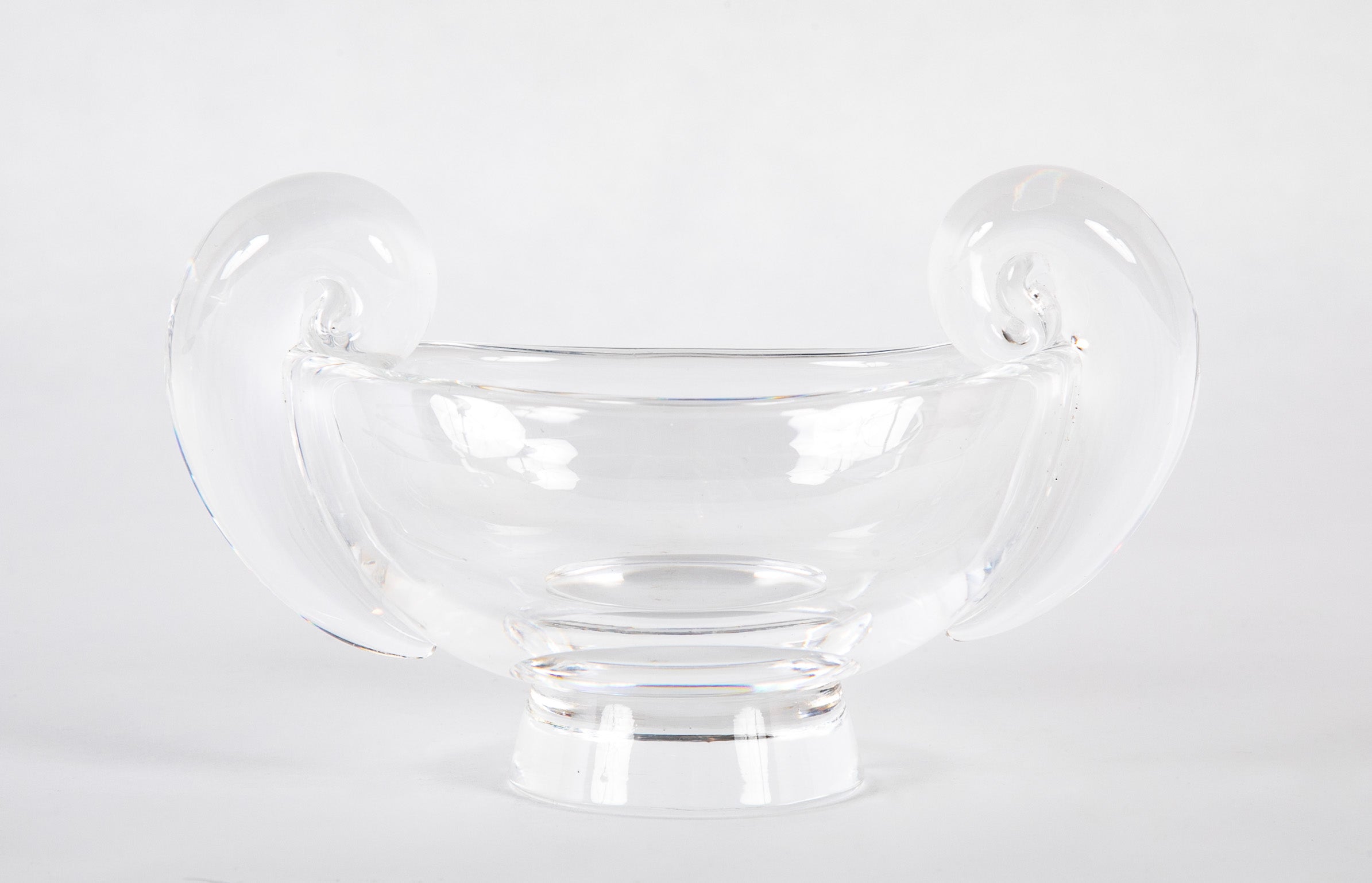 Steuben Glass "Snail Scroll" Creamer and Open Sugar Bowl by Irene Benton