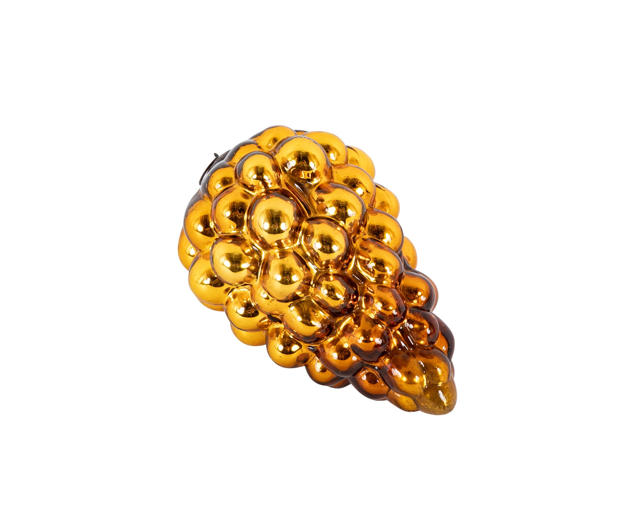 Antique Kugel Gold Glass Grape Cluster Form Ornament with Beehive Cap