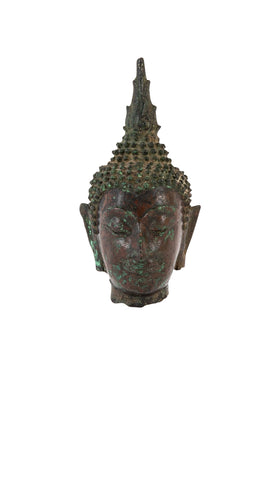 Early 19th Century Bronze Head of Buddha on Contemporary Lucite Stand