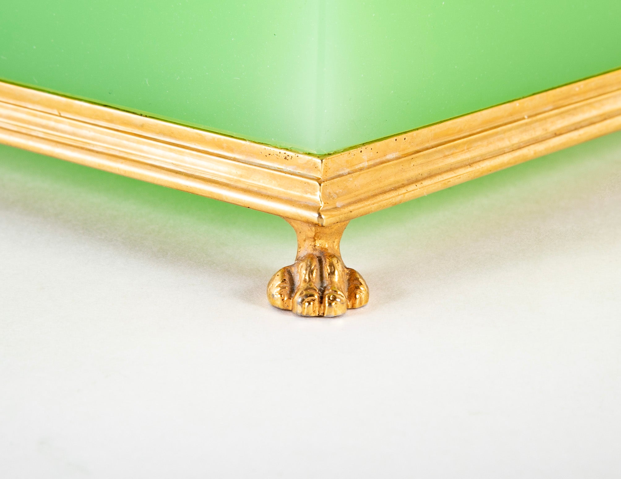 A French Green Opaline Glass Cachepot with Gilt Mounting
