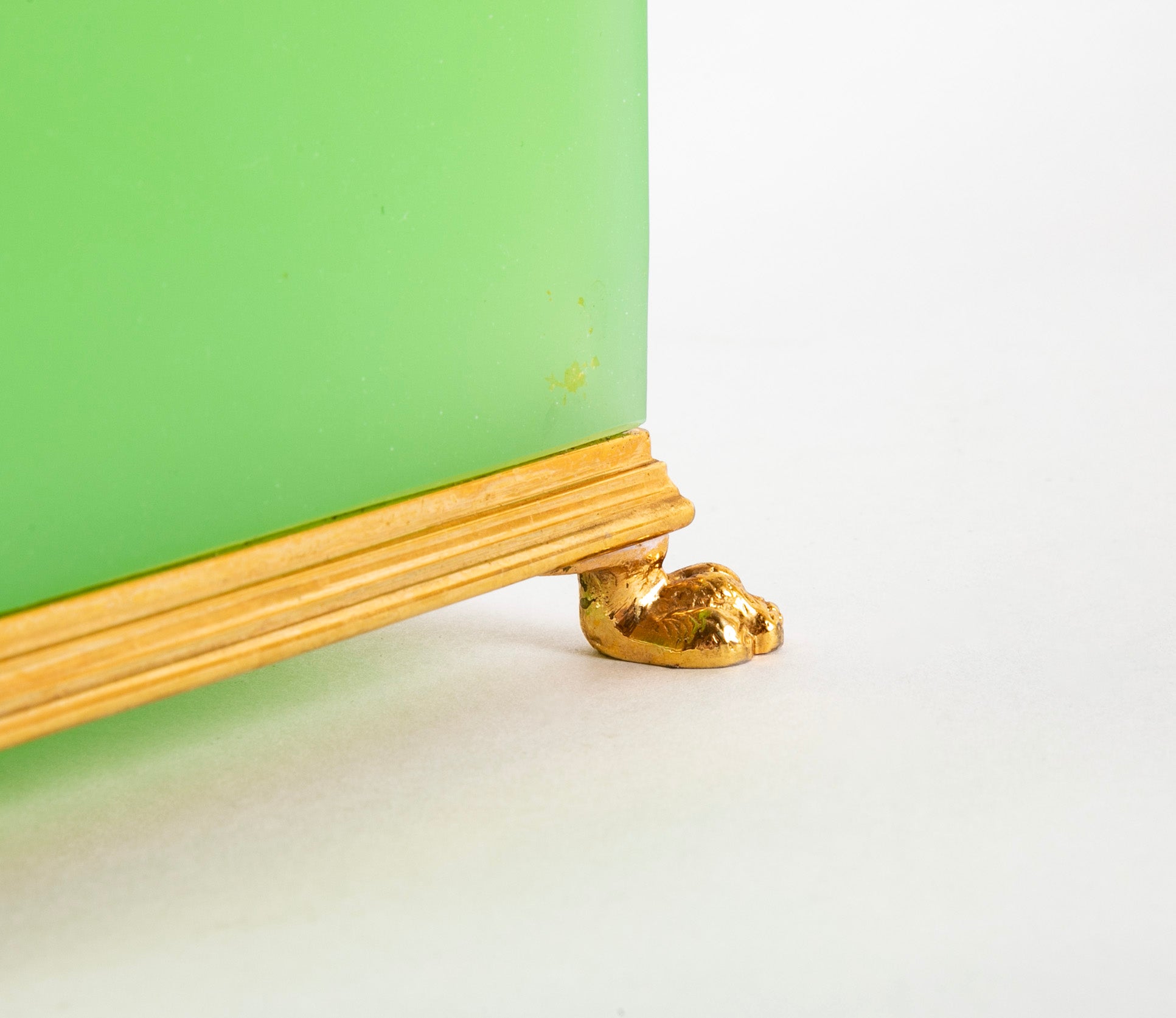 A French Green Opaline Glass Cachepot with Gilt Mounting