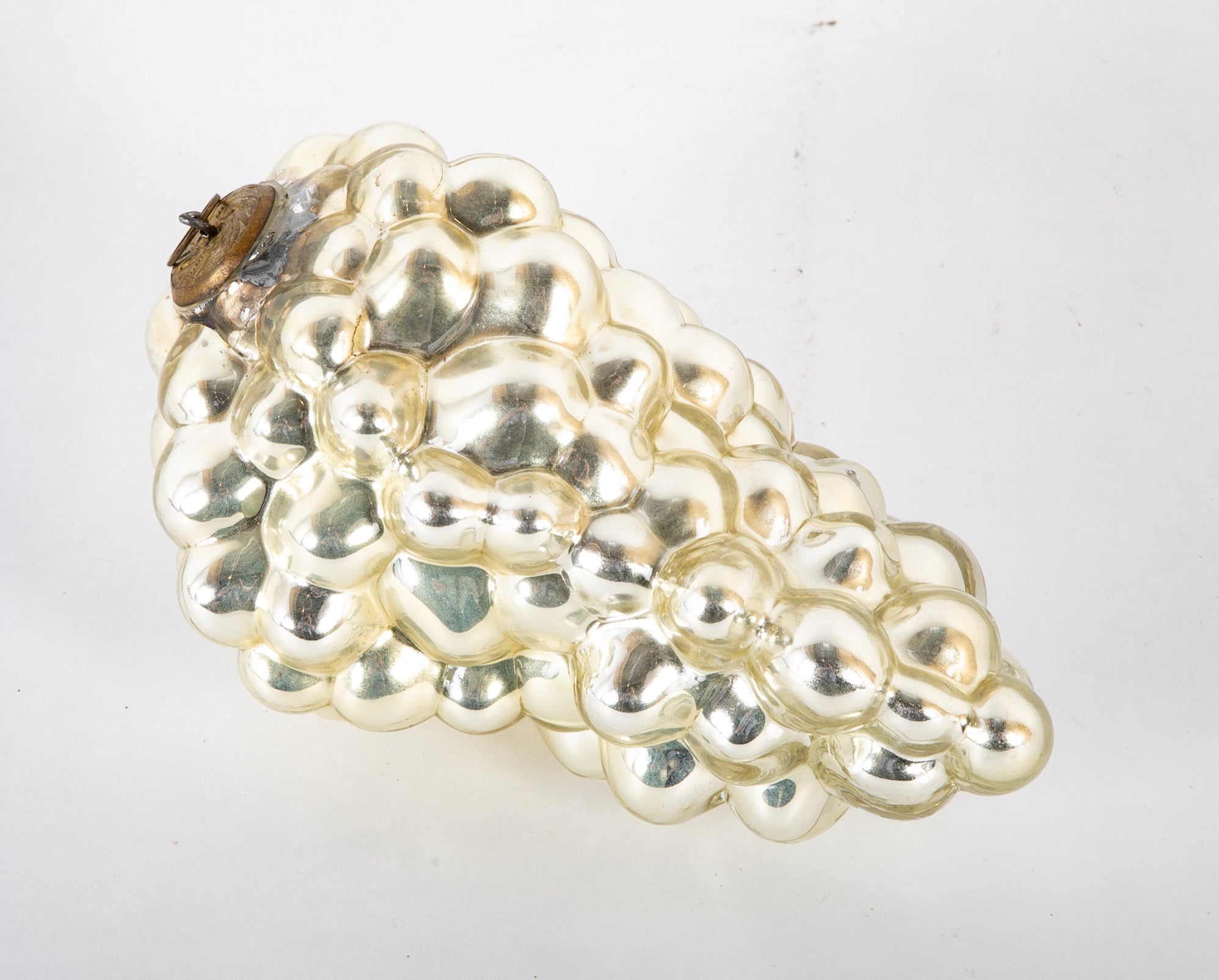 Antique Kugel Silver Glass Grape Cluster Form Ornament