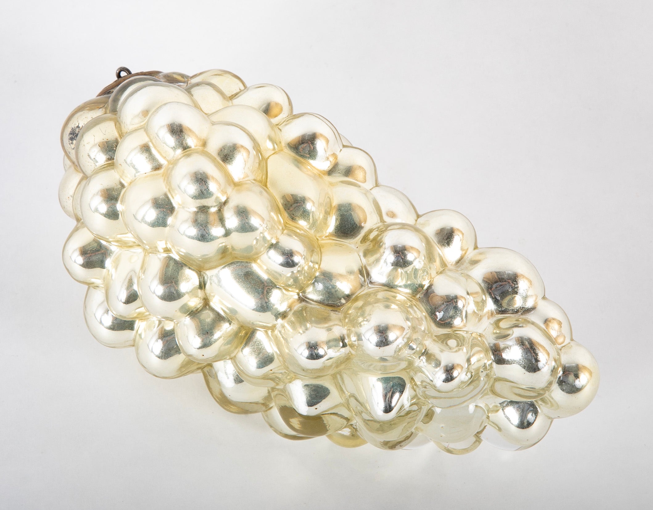 Antique Kugel Silver Glass Grape Cluster Form Ornament