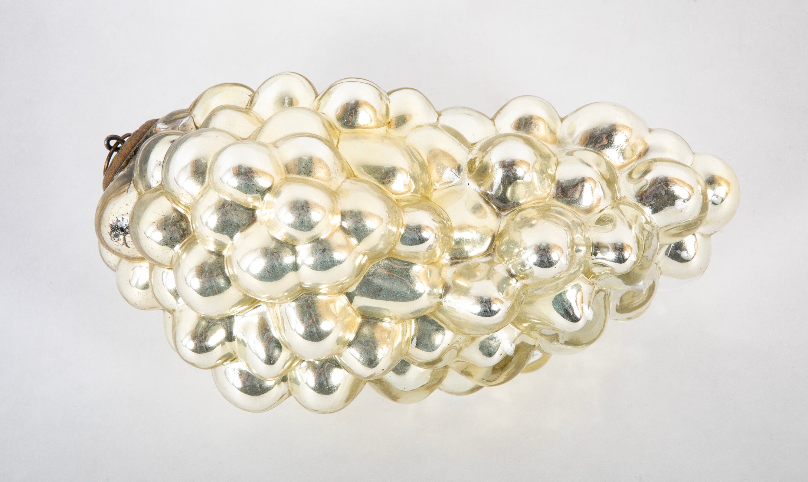 Antique Kugel Silver Glass Grape Cluster Form Ornament