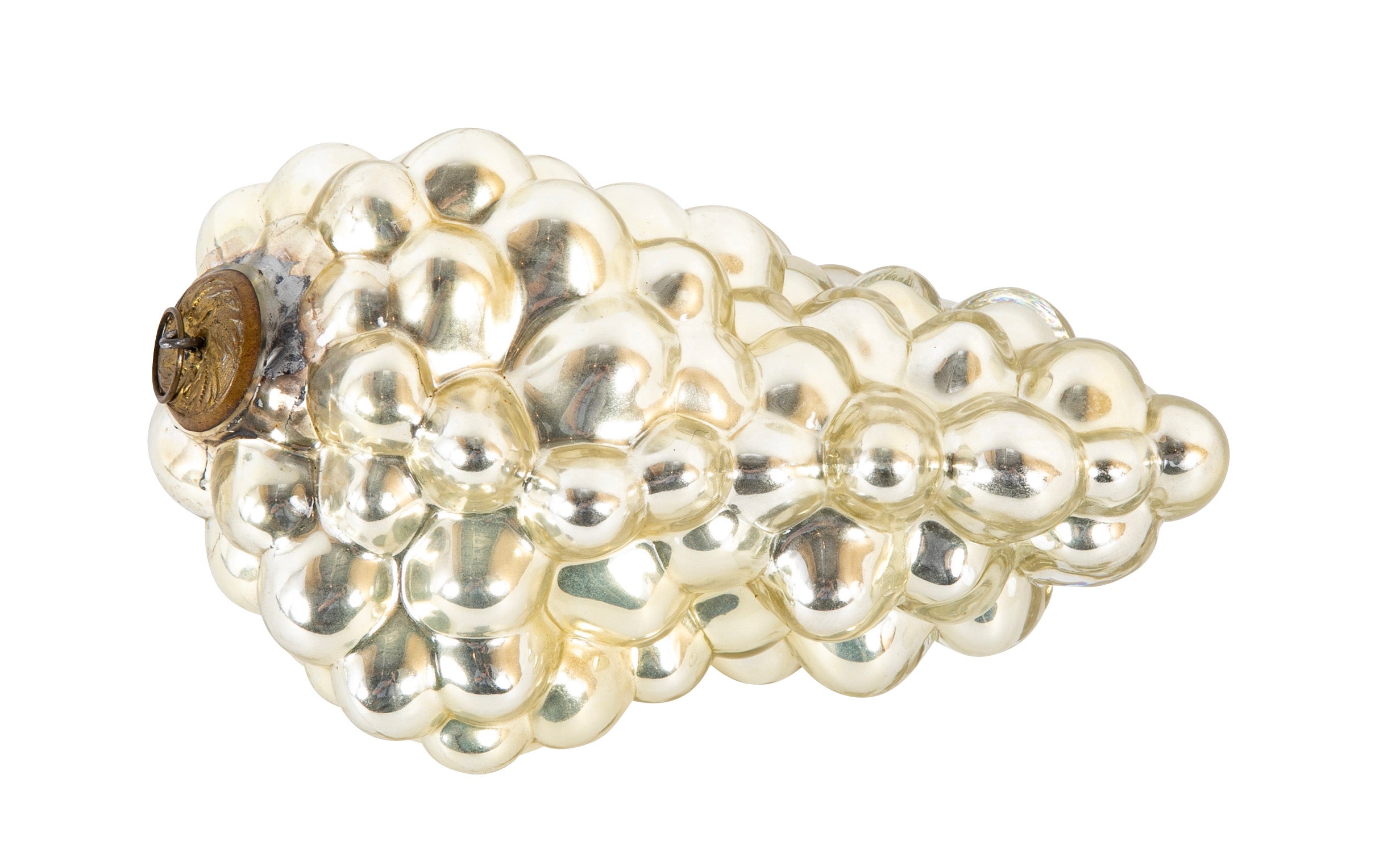 Antique Kugel Silver Glass Grape Cluster Form Ornament