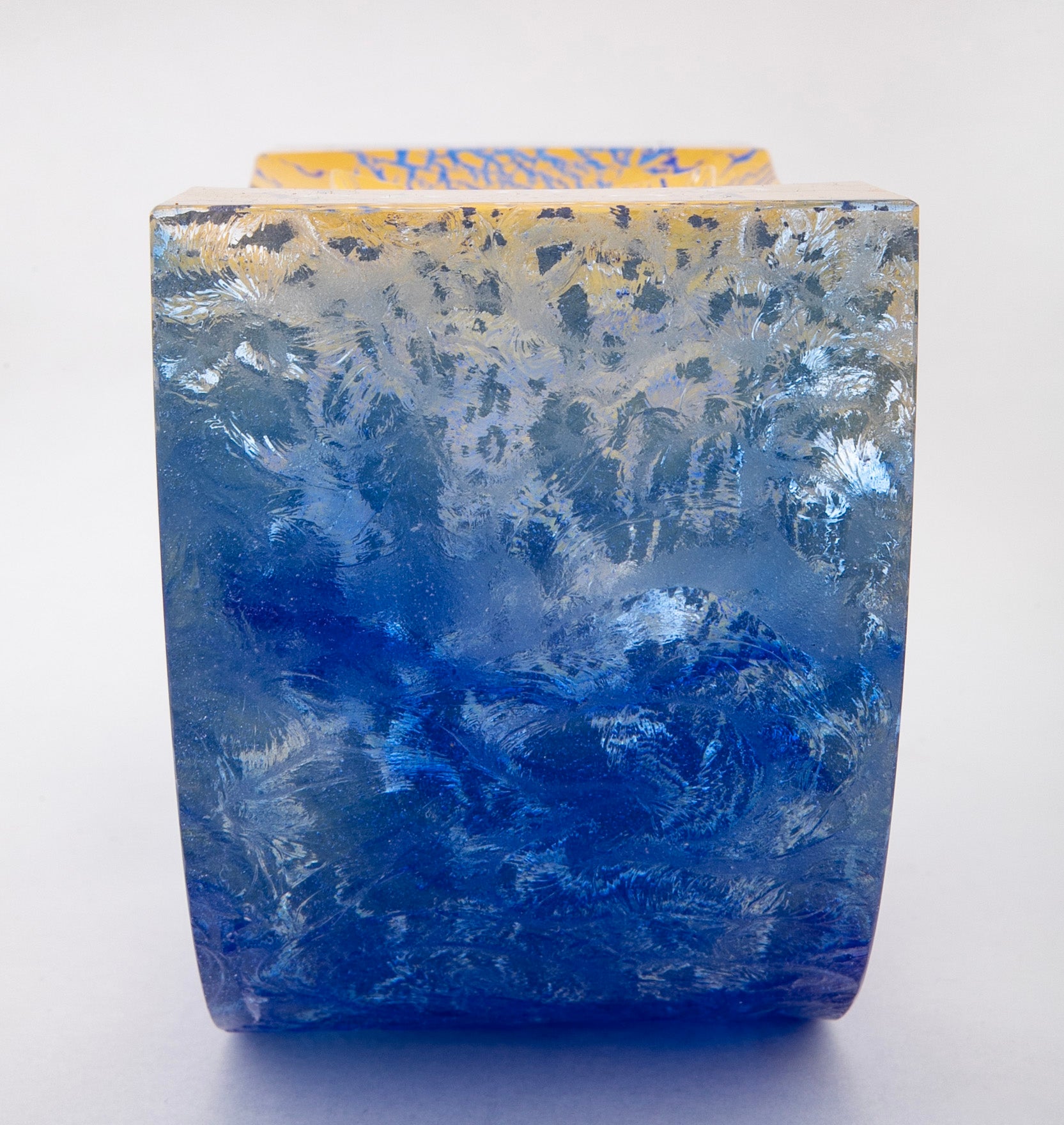 "Thimbles Boat" Contemporary Blue & Clear with Splashes of Gold Glass Sculpture by Steven Weinberg