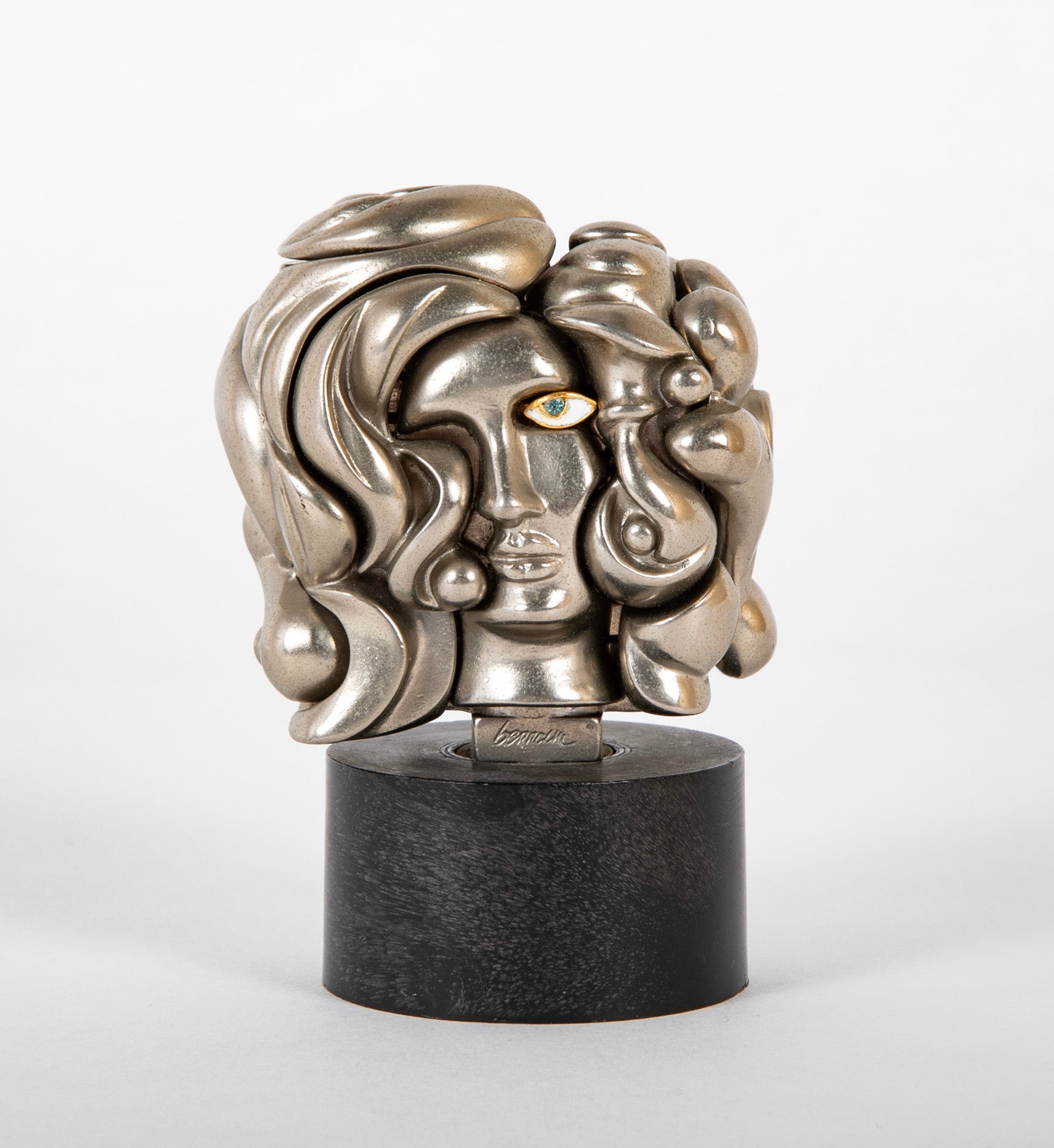 Nickel Plated "Portrait De Michelle" Sculpture by Miguel Berrocal