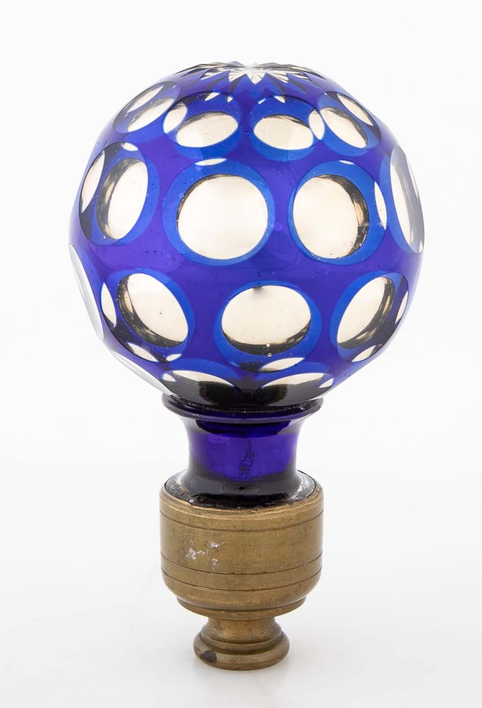 Pair of Blown Cobalt Blue Glass & Mercury Globe Newel Post Finials