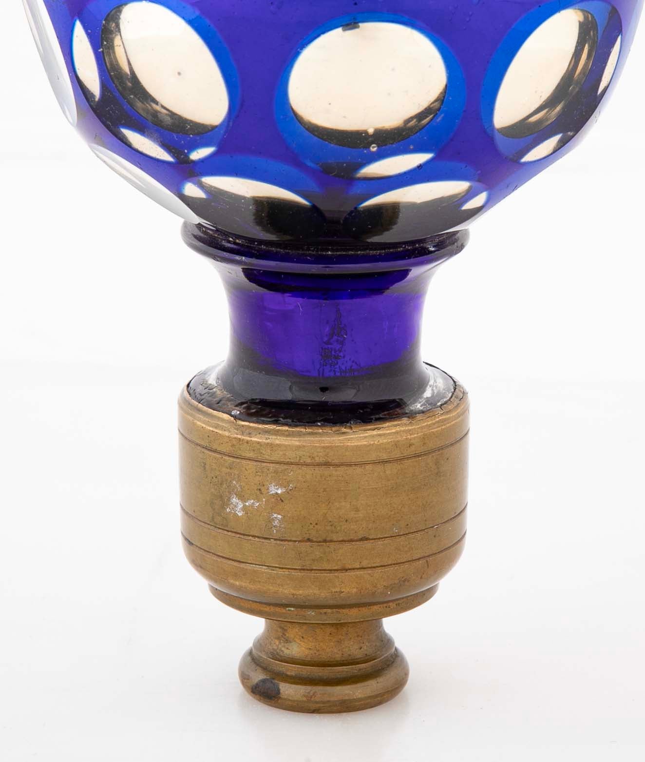 Pair of Blown Cobalt Blue Glass & Mercury Globe Newel Post Finials