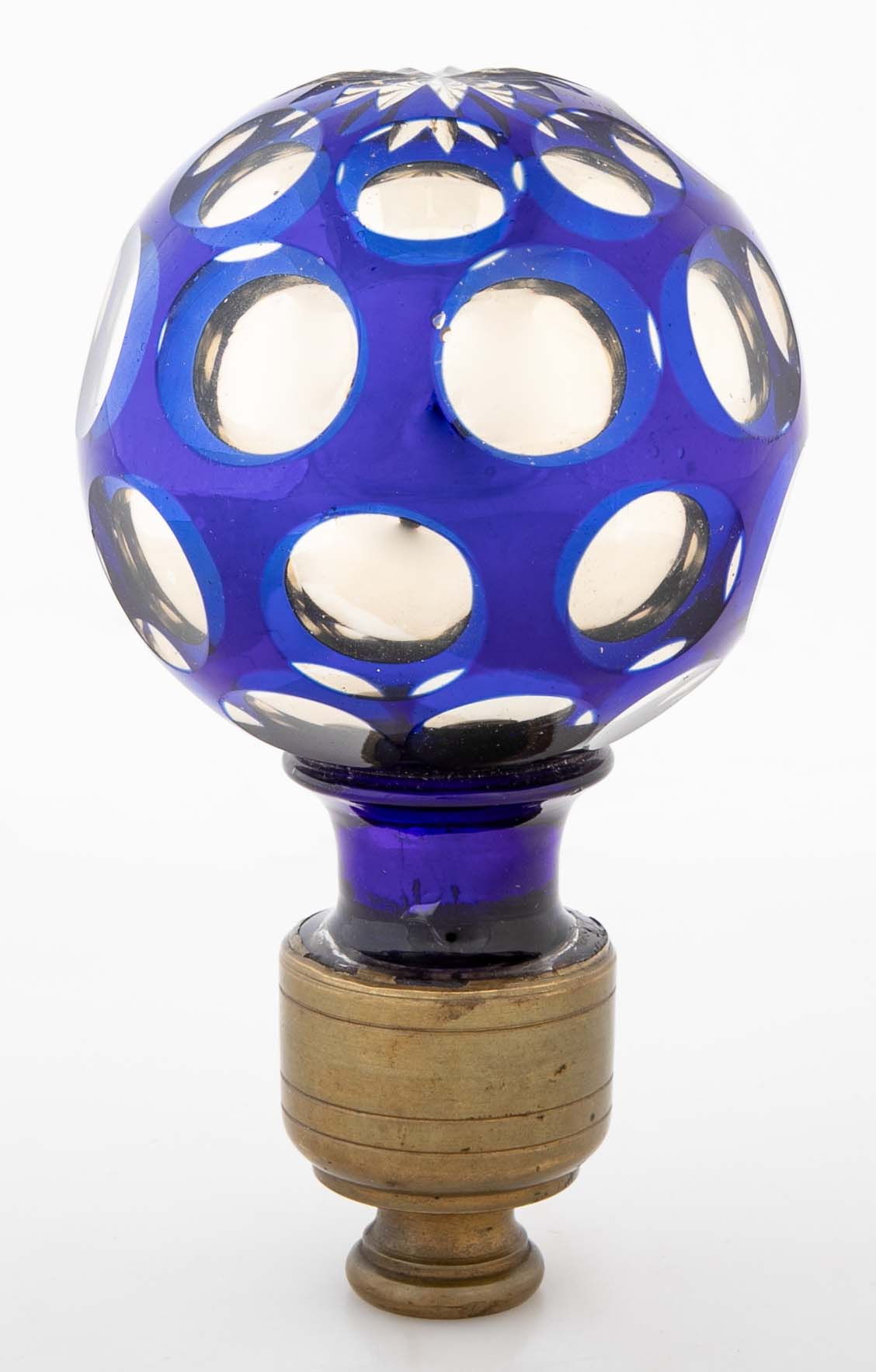Pair of Blown Cobalt Blue Glass & Mercury Globe Newel Post Finials