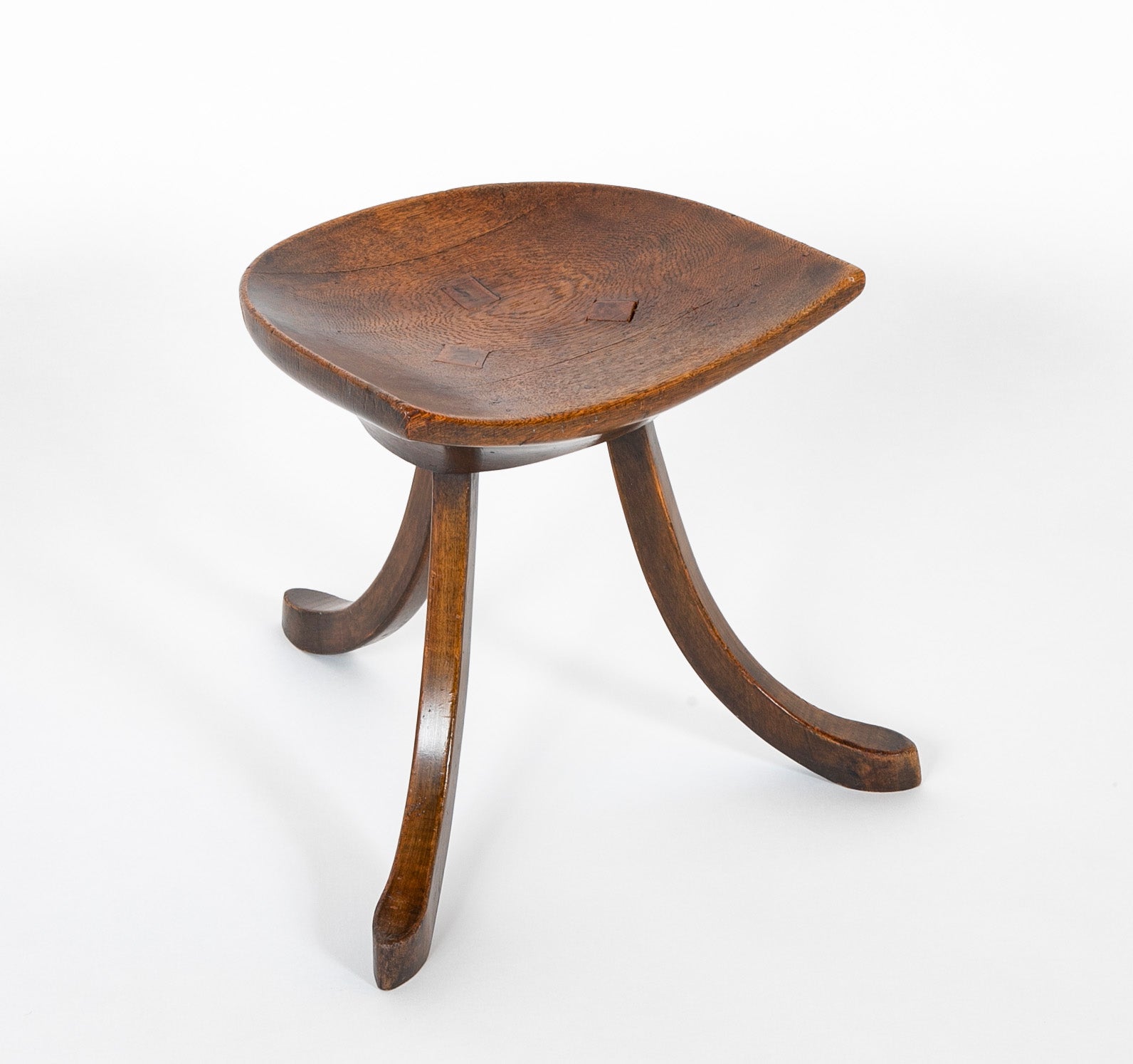 SOLD - 3/22/24. An Austrian 3 Legged Mahogany Stool Attributed to Adolf Loos