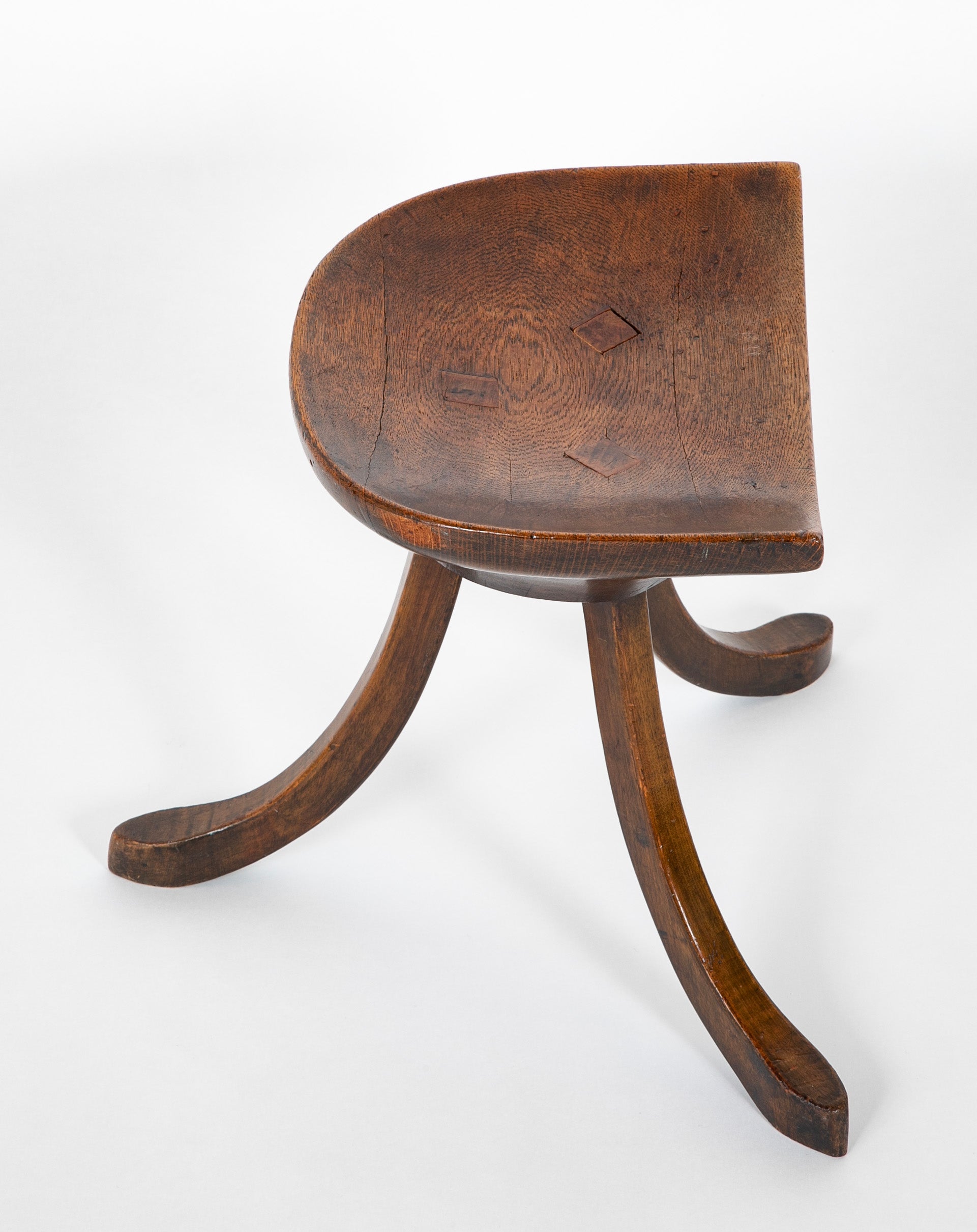 SOLD - 3/22/24. An Austrian 3 Legged Mahogany Stool Attributed to Adolf Loos