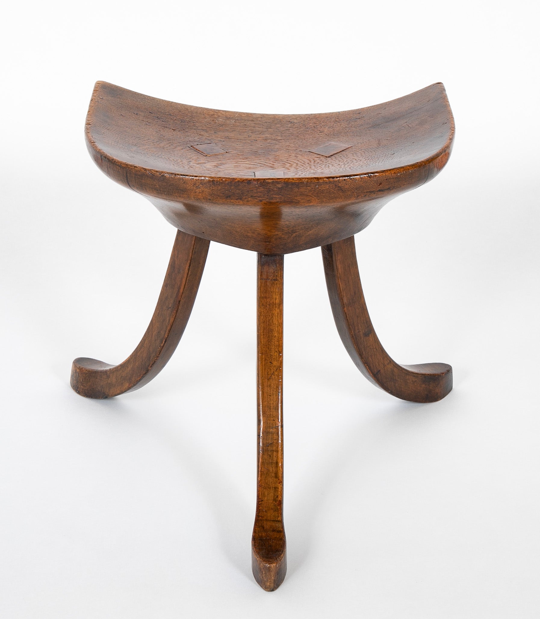 SOLD - 3/22/24. An Austrian 3 Legged Mahogany Stool Attributed to Adolf Loos