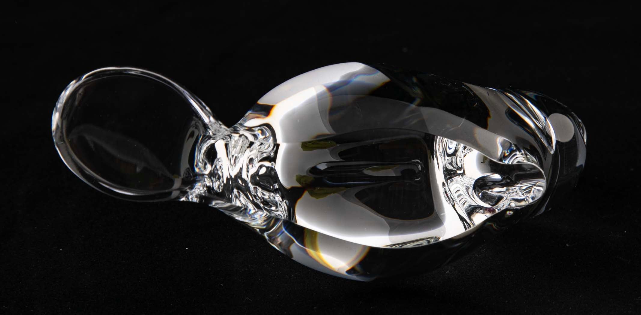 Pair of Steuben Crystal Beavers with Ruby Red Eyes
