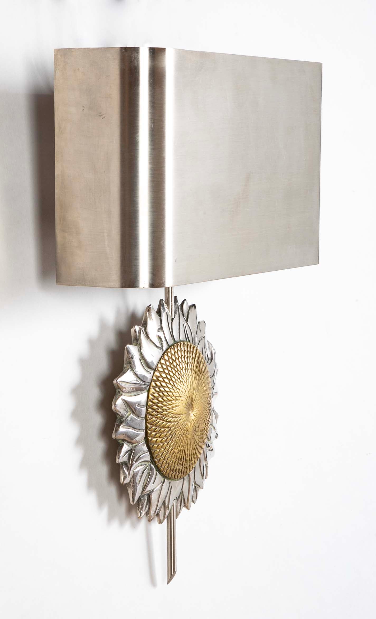 Pair of Mid-Century Maison Charles Sunflower Sconces