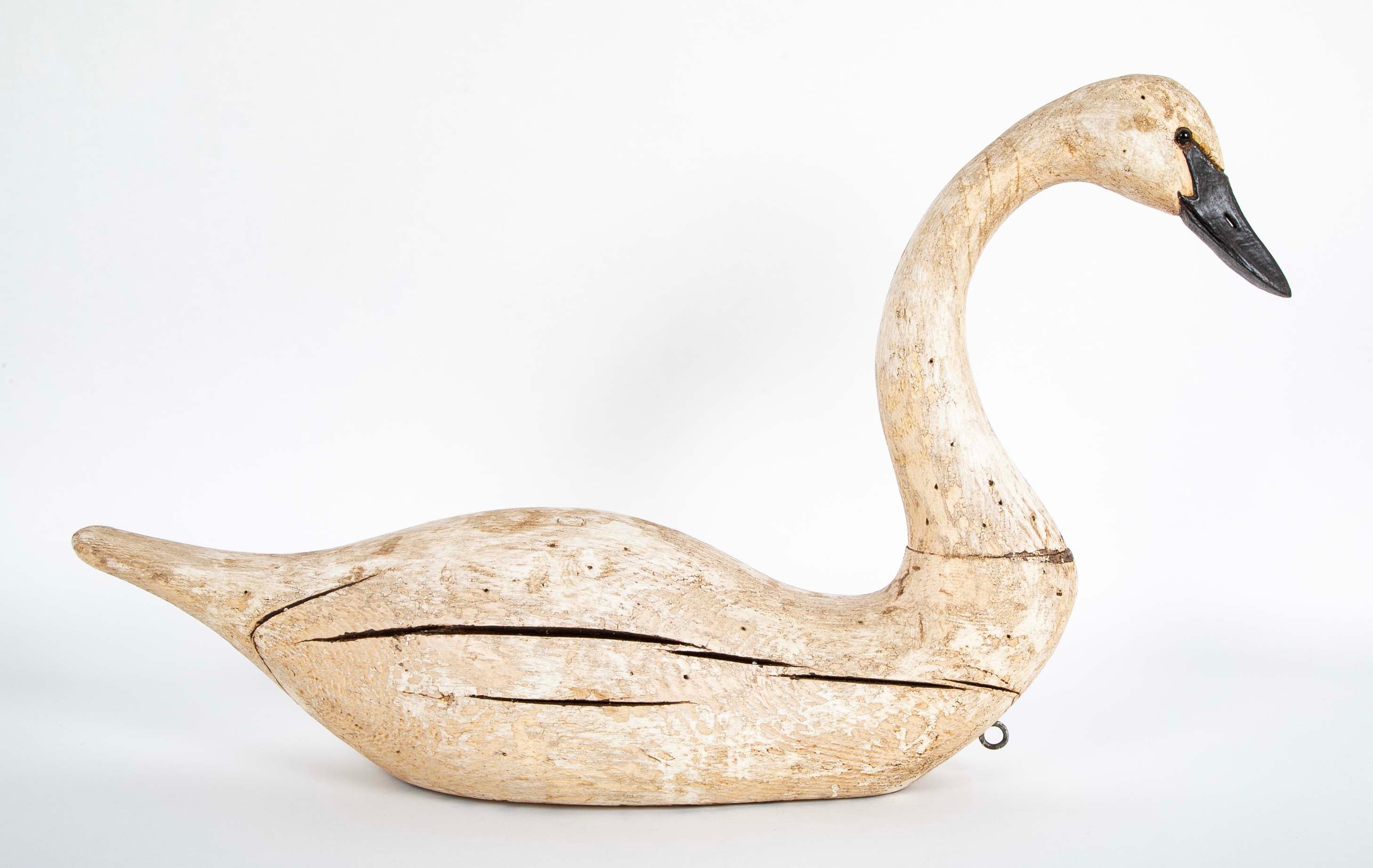 Carved and Painted Swan Decoy by Thomas Langan