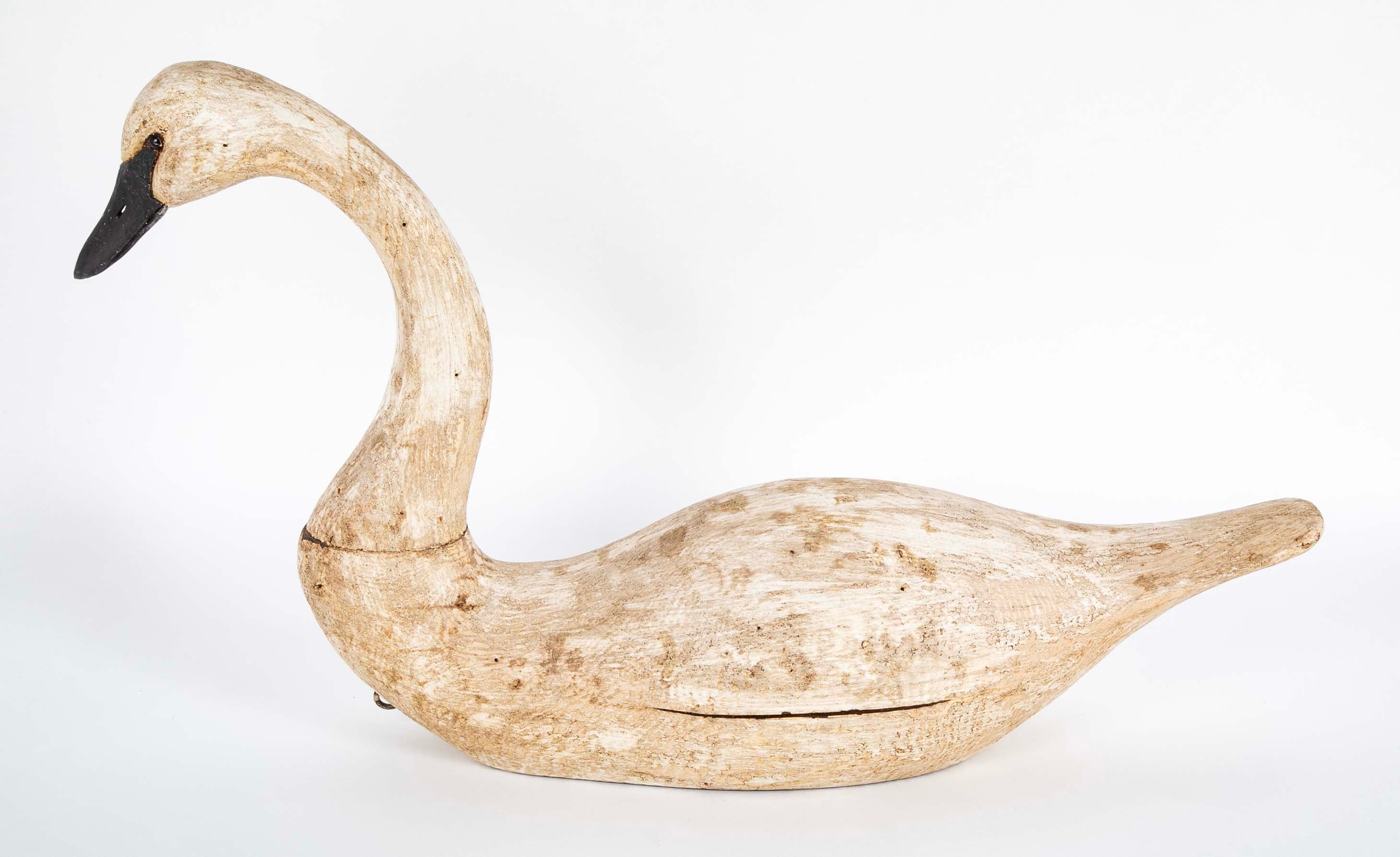 Carved and Painted Swan Decoy by Thomas Langan