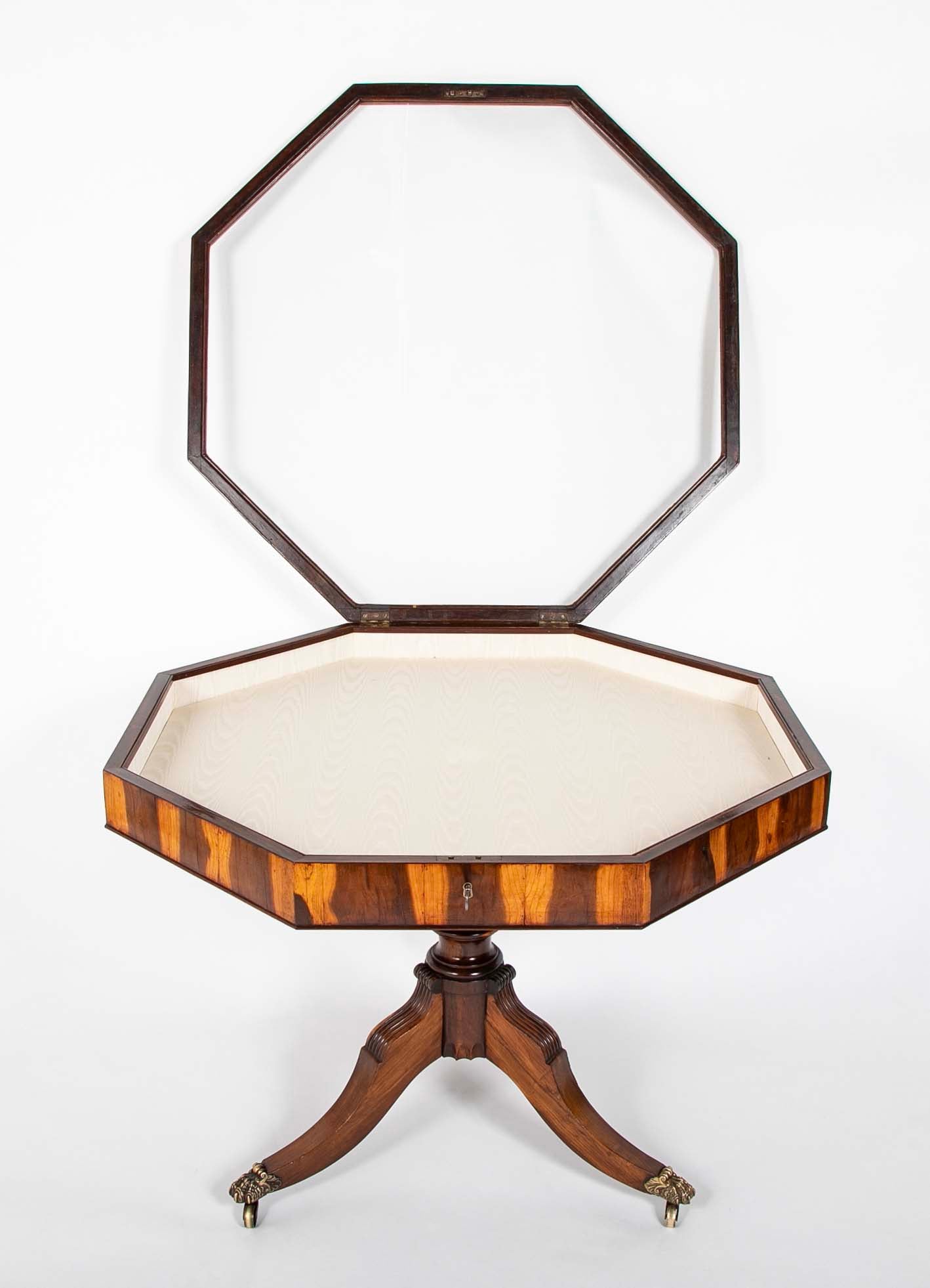 English George IV Cocus Wood Octagonal Vitrine Table