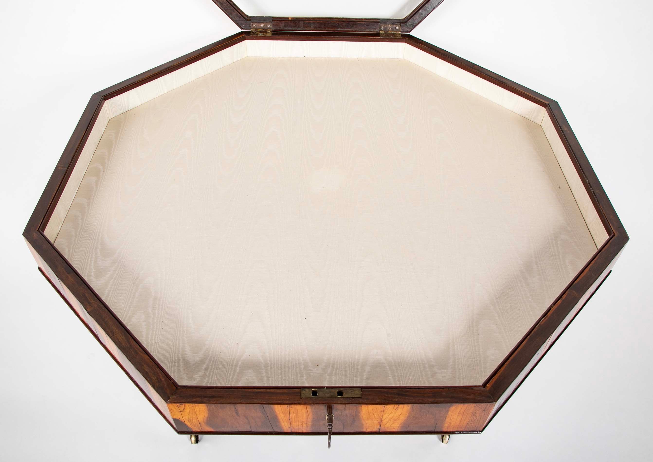 English George IV Cocus Wood Octagonal Vitrine Table