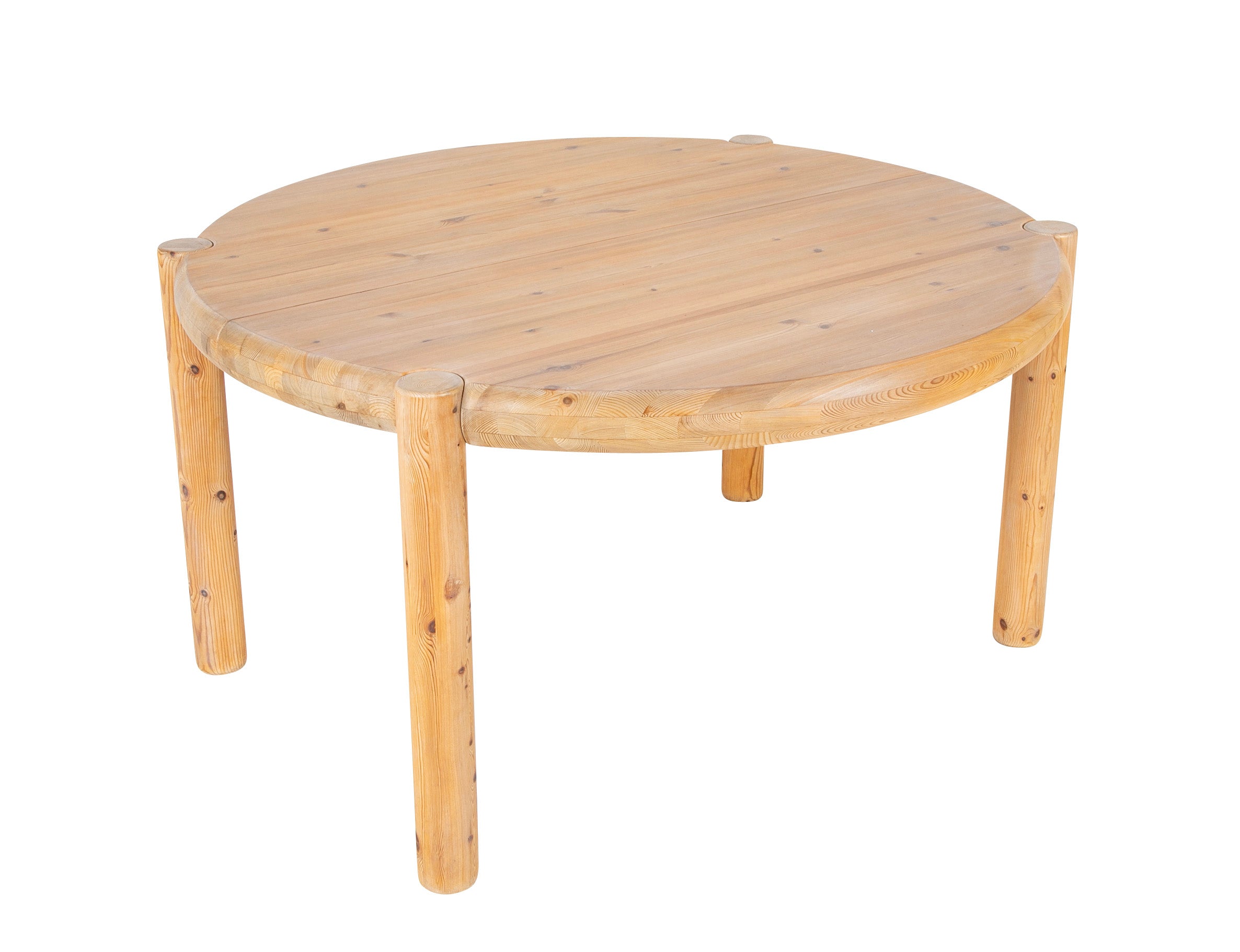 Round Danish Solid Pine Extension Dining Table by Rainer Daumiller