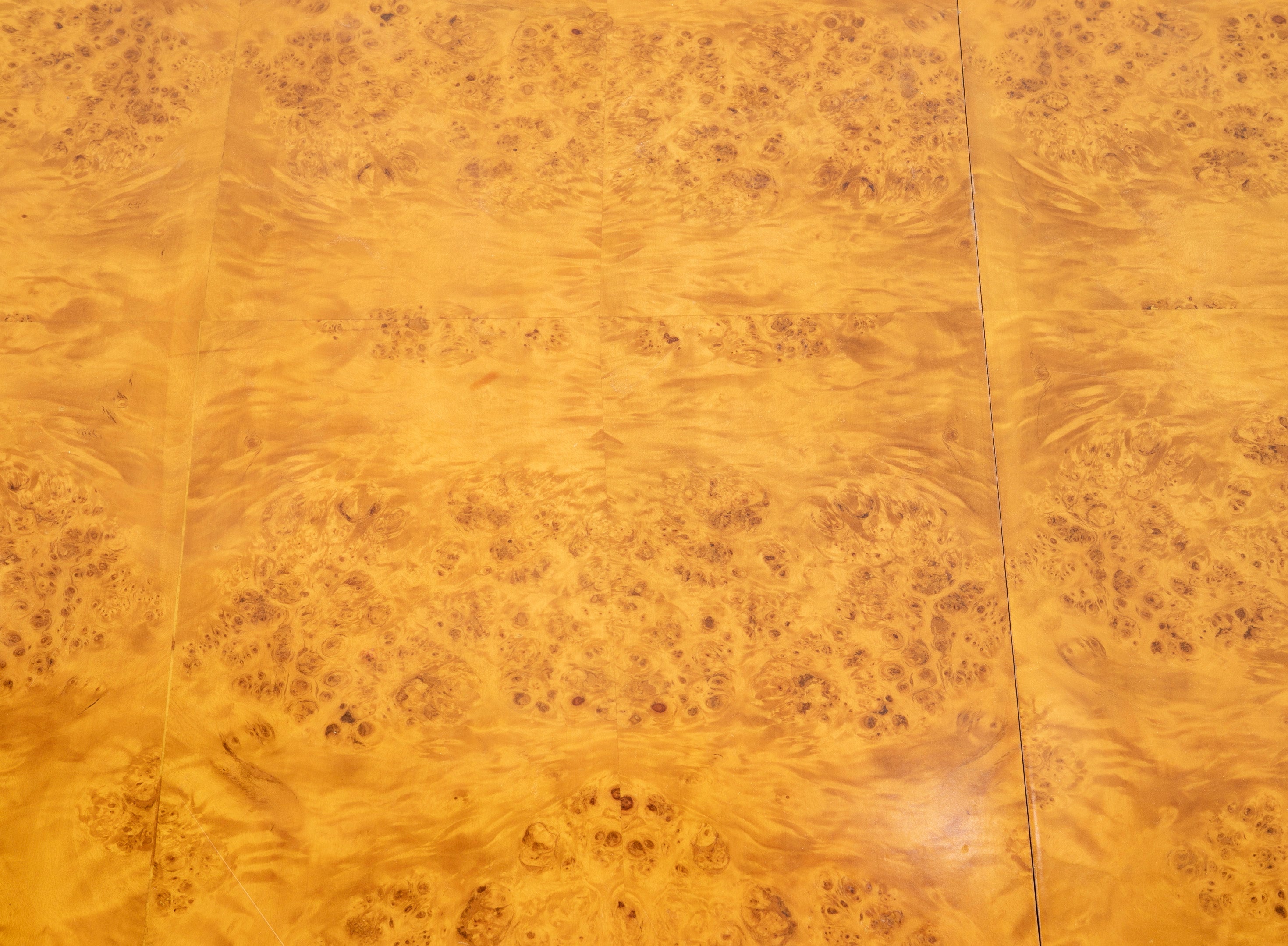 Amboyna Veneer Round Table with Metal Banding by Willy Rizzo