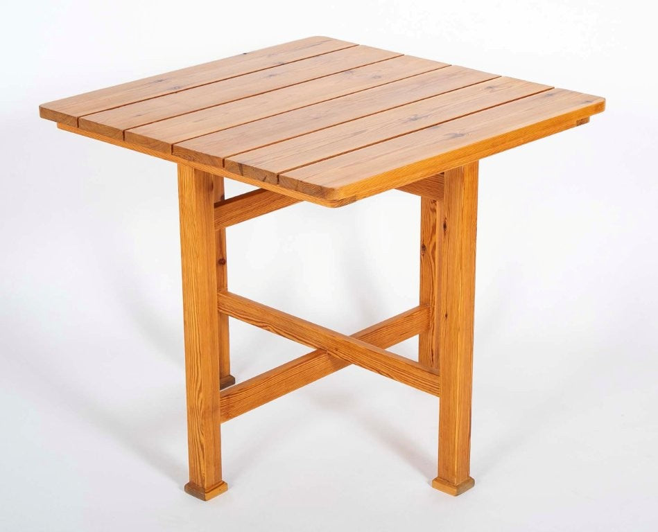 A Square Pine Cafe Table by N.P. Olsen