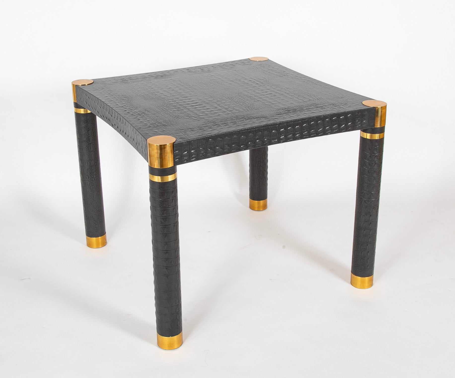 Karl Springer Games Table Embossed Alligator Gray Leather
