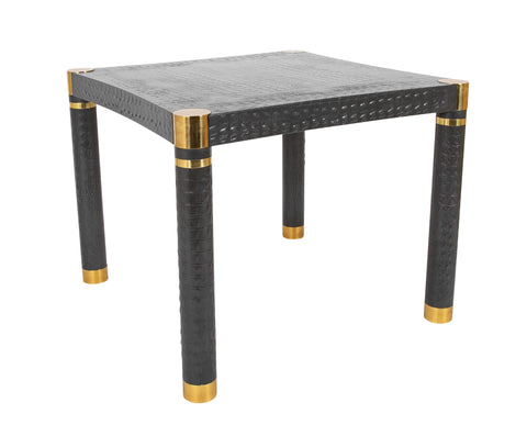 Karl Springer Games Table Embossed Alligator Gray Leather