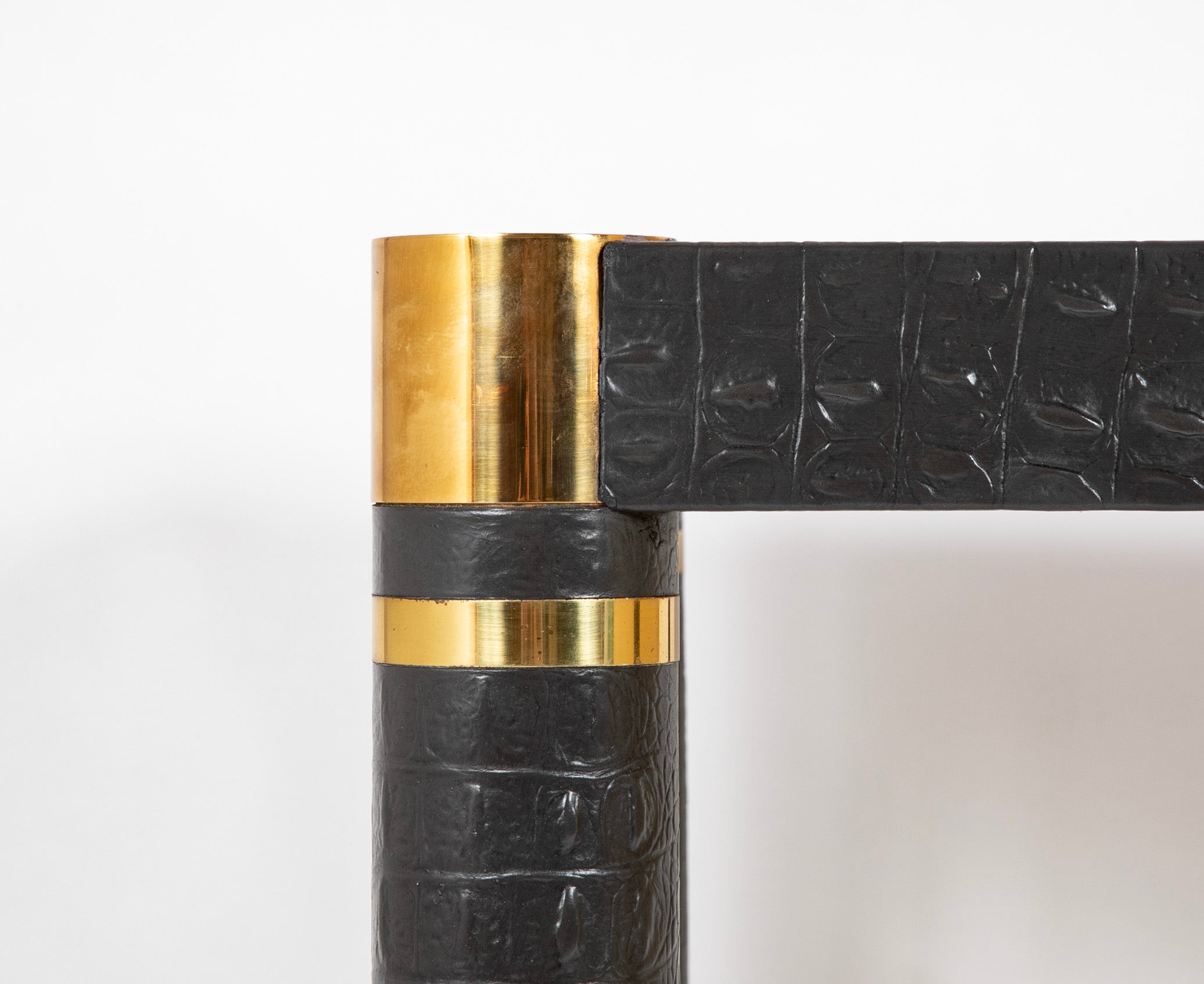 Karl Springer Games Table Embossed Alligator Gray Leather