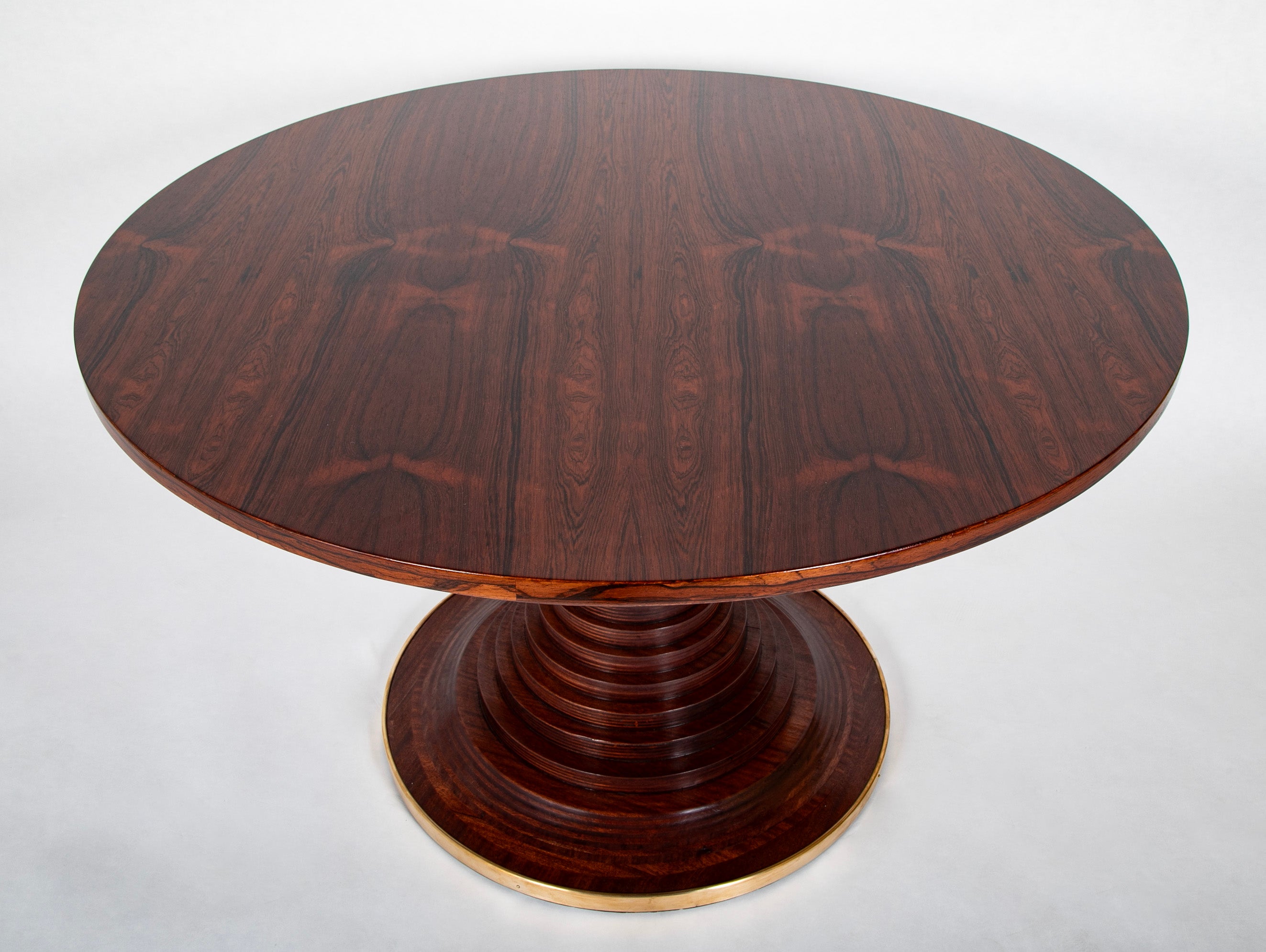 Round Center Table with Ringed Center Column by Carlo di Carli