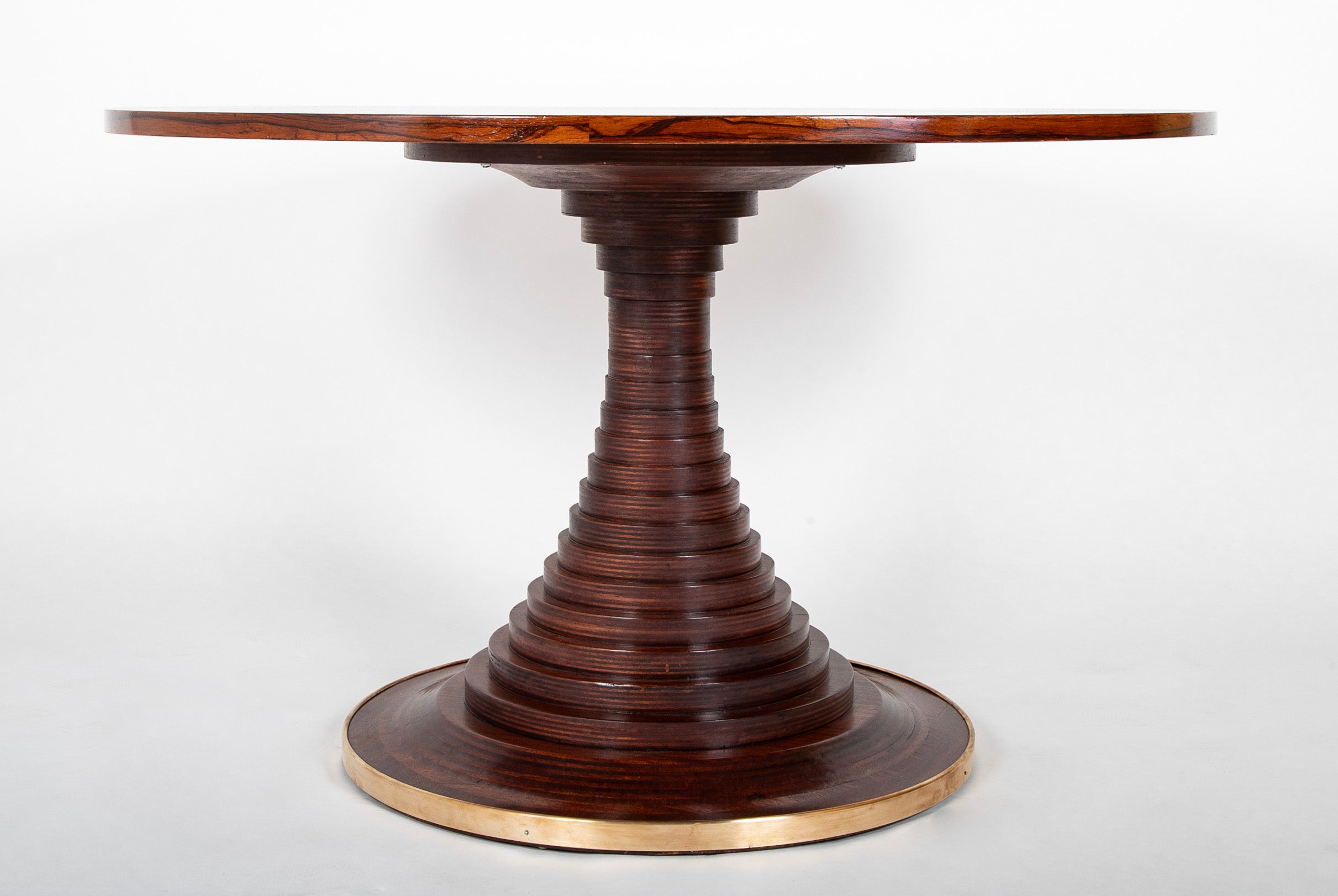 Round Center Table with Ringed Center Column by Carlo di Carli