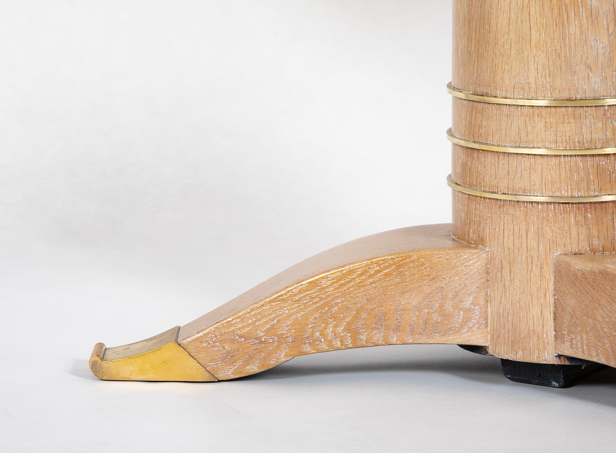 A Jules Leleu Bleached Oak Dining Table with Two Extension Leaves