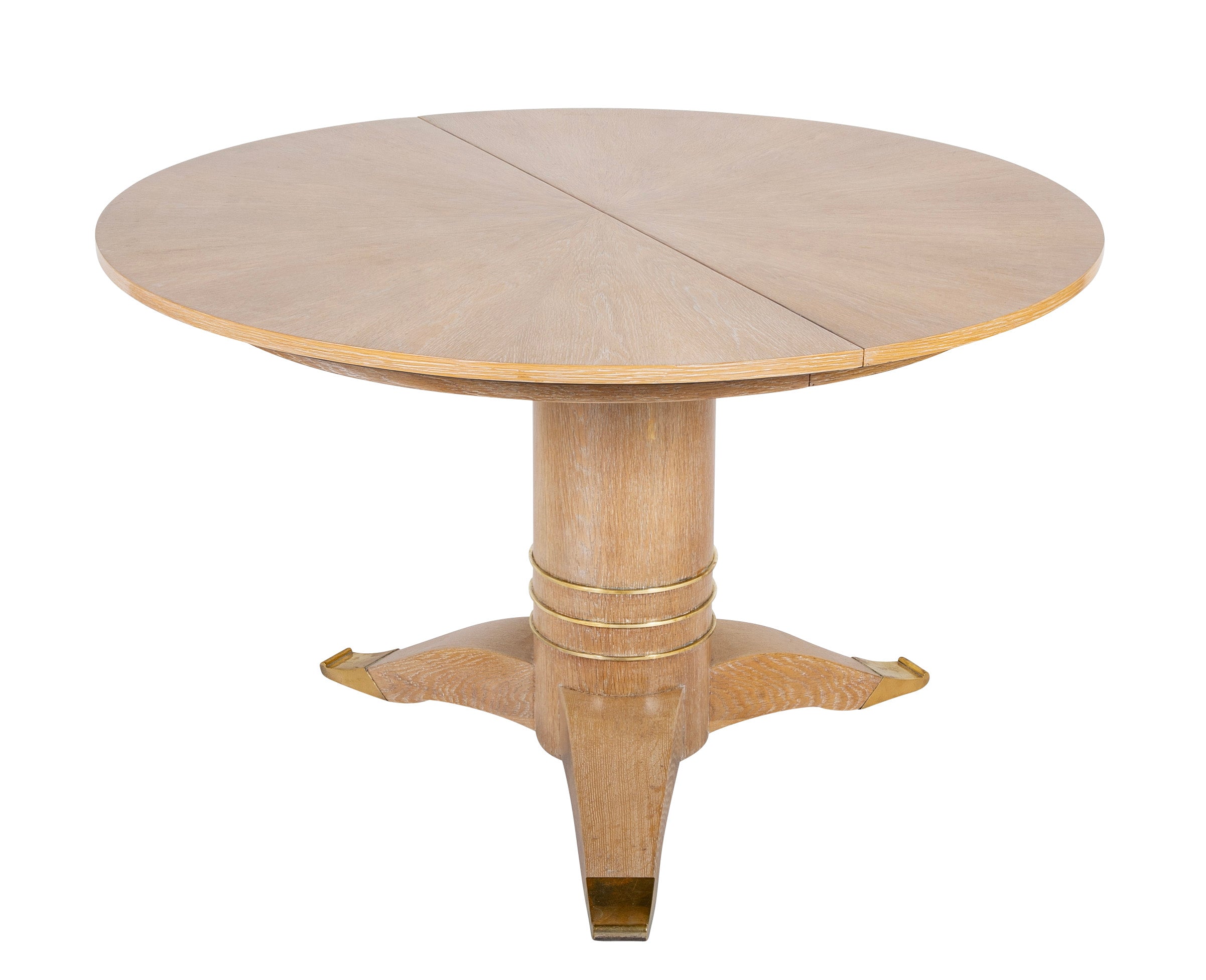 A Jules Leleu Bleached Oak Dining Table with Two Extension Leaves