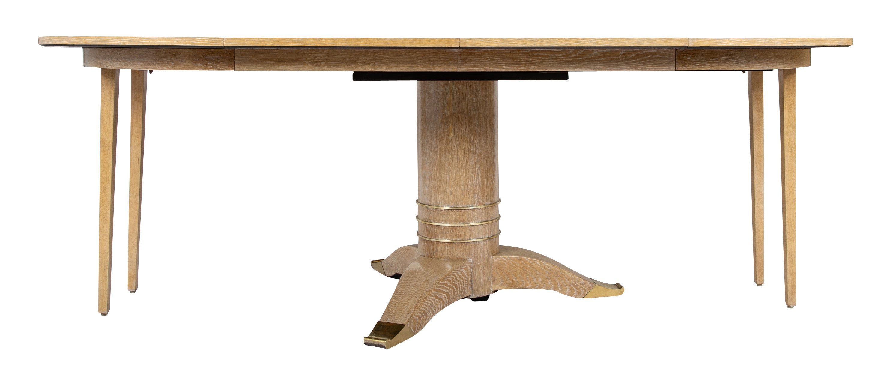 A Jules Leleu Bleached Oak Dining Table with Two Extension Leaves