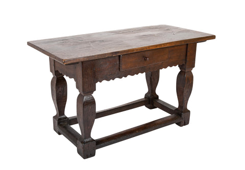 An 18th Century Danish Single Drawer Baroque Oak Table