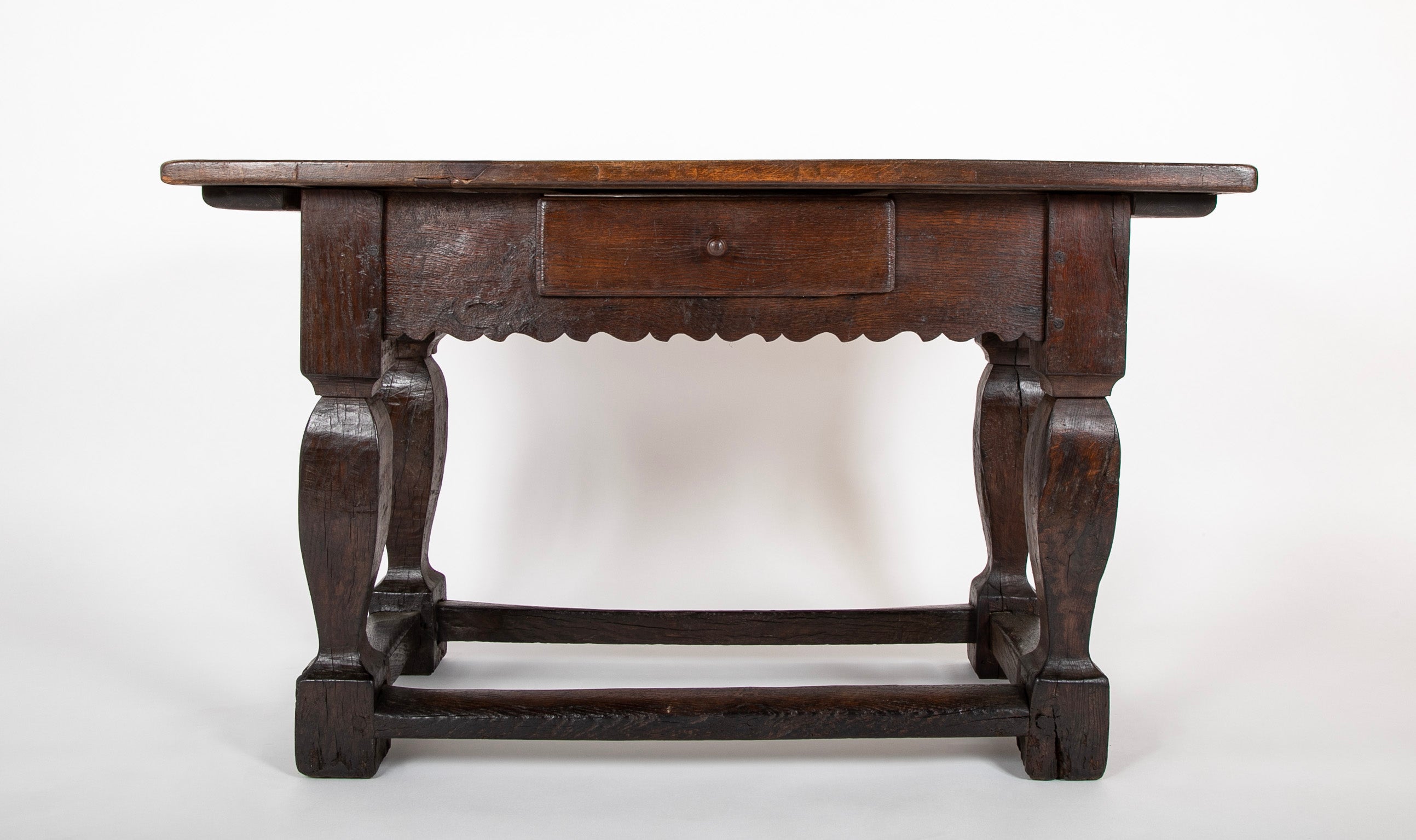 An 18th Century Danish Single Drawer Baroque Oak Table