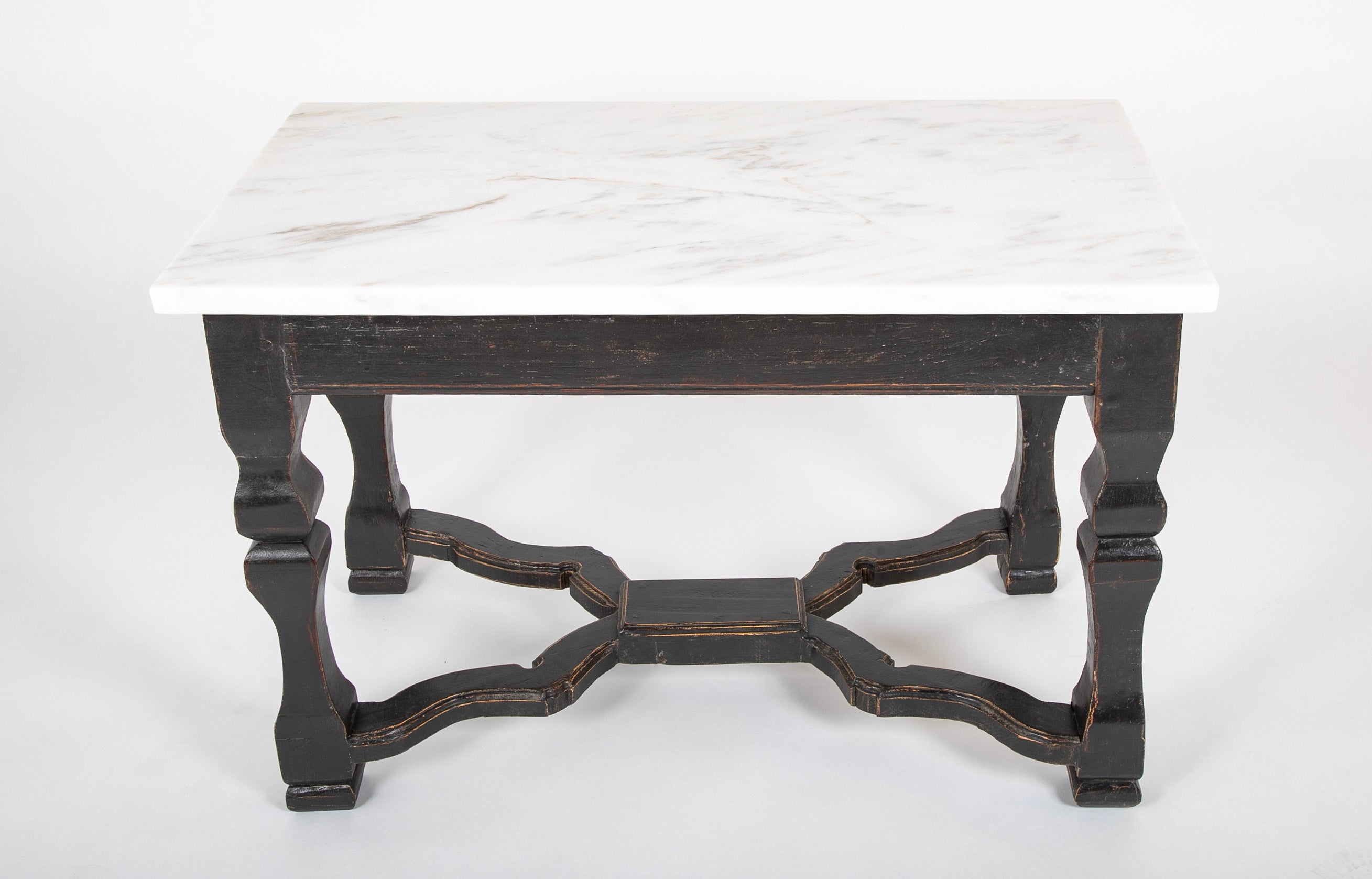 Center Table with Painted Baroque Style Base & Later Marble Top