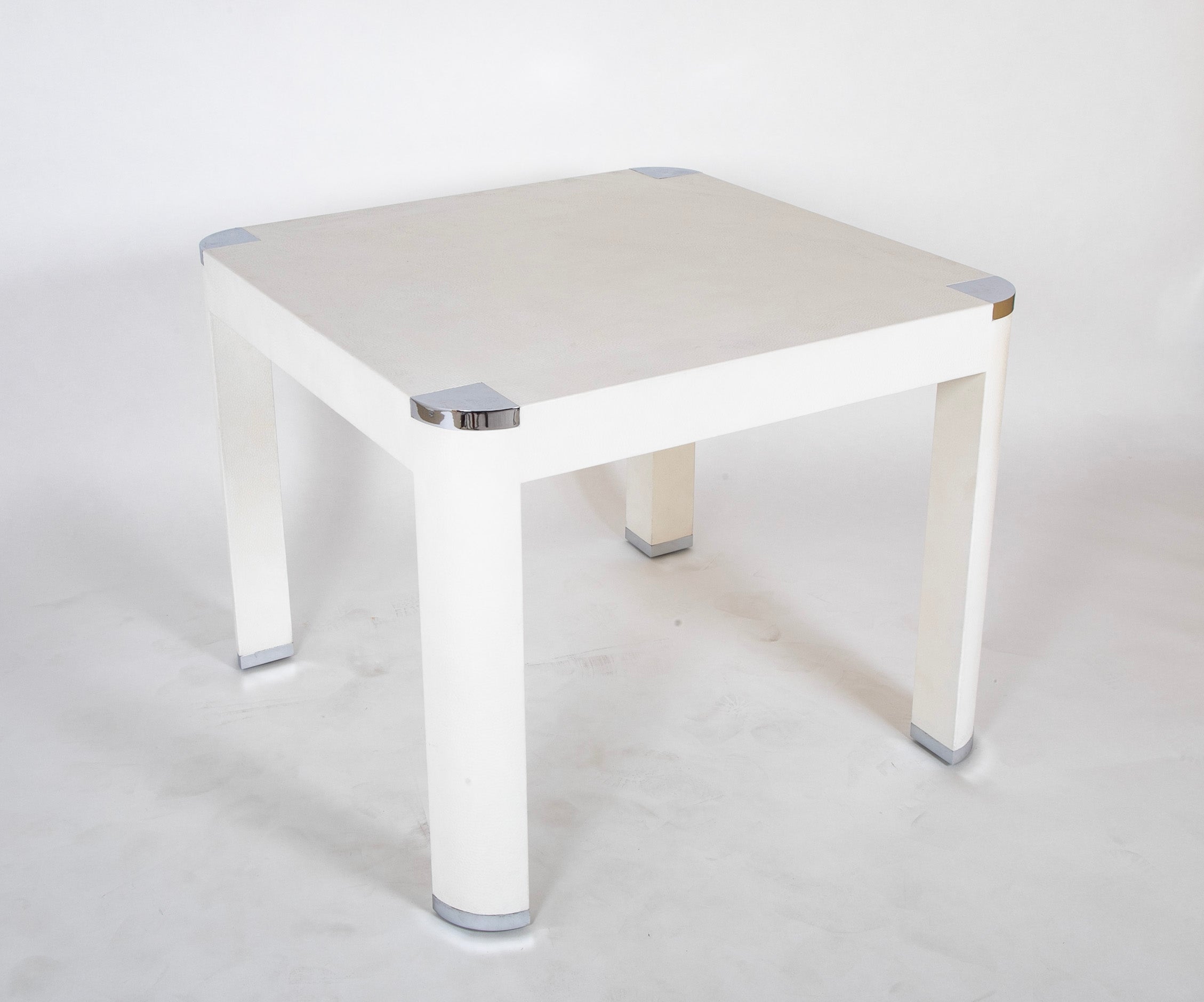 Michael de Santis White Leather & Chrome Games Table