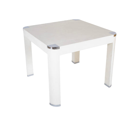 Michael de Santis White Leather & Chrome Games Table