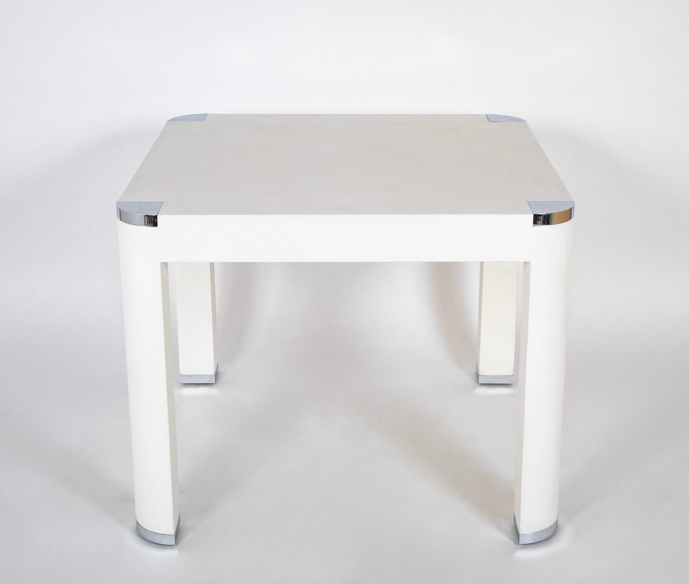 Michael de Santis White Leather & Chrome Games Table