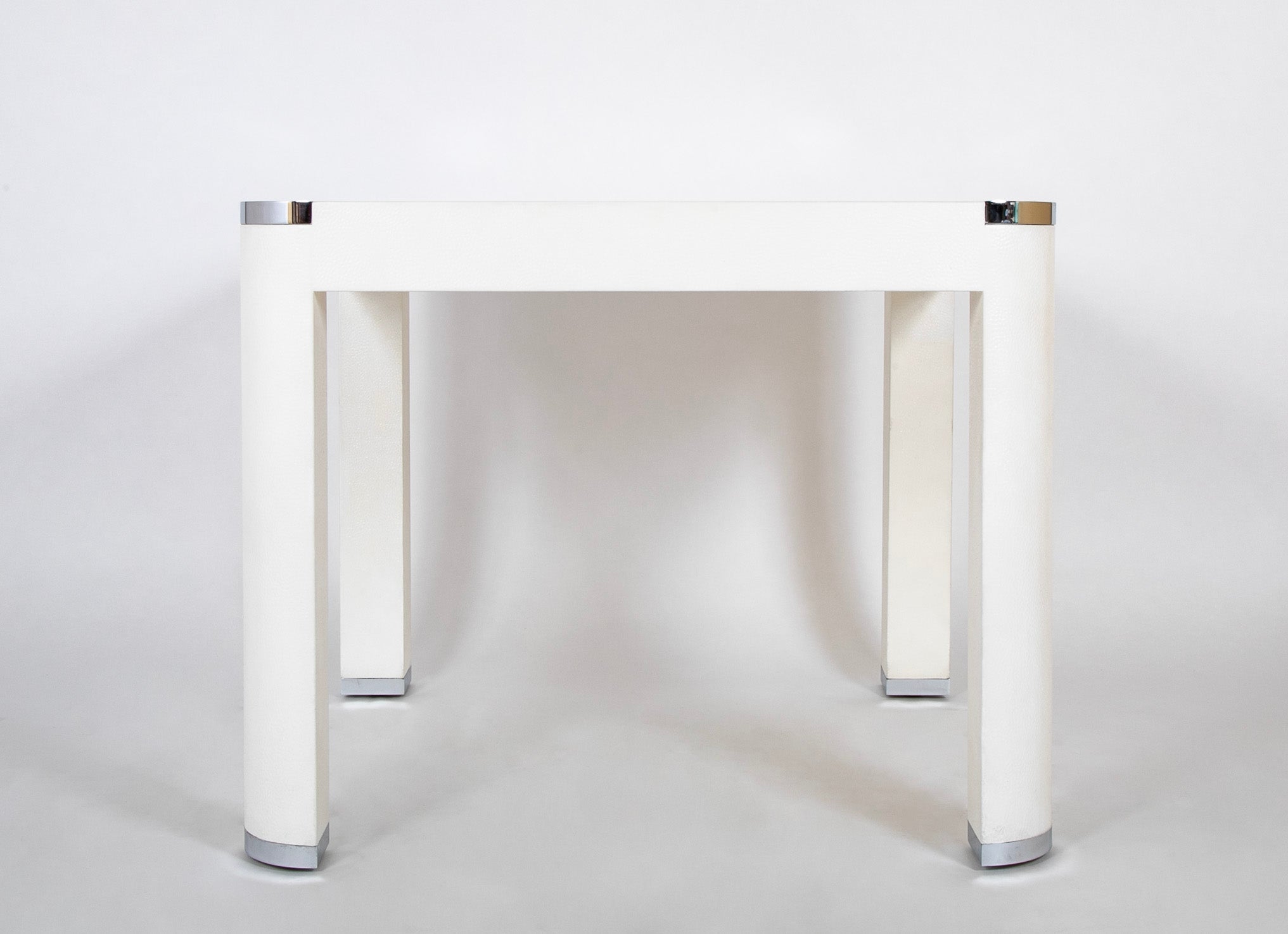 Michael de Santis White Leather & Chrome Games Table