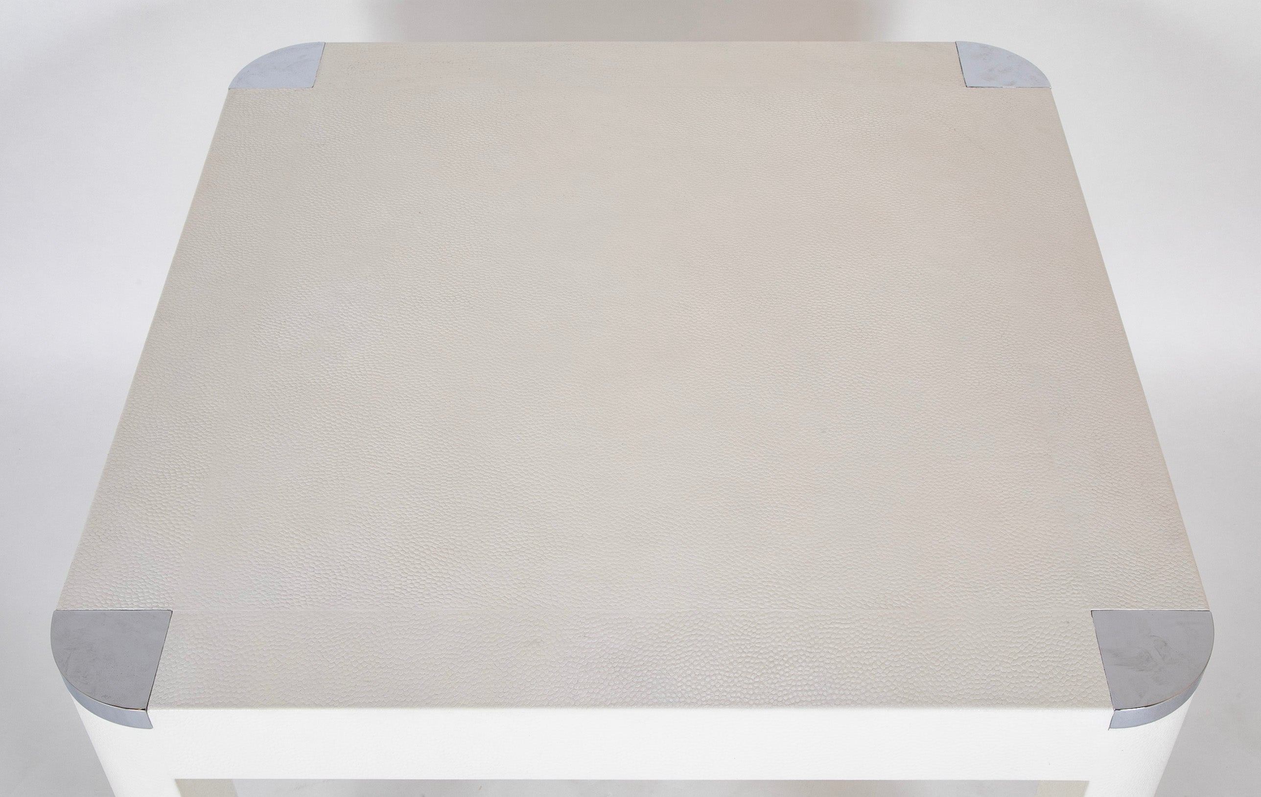Michael de Santis White Leather & Chrome Games Table