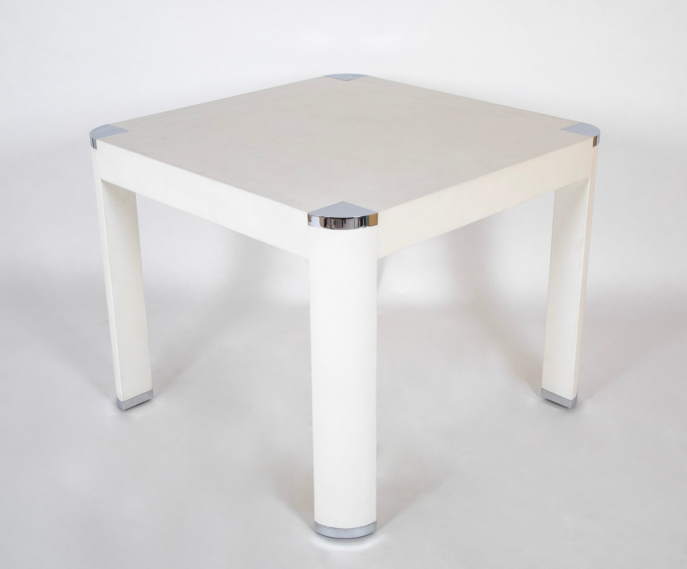 Michael de Santis White Leather & Chrome Games Table