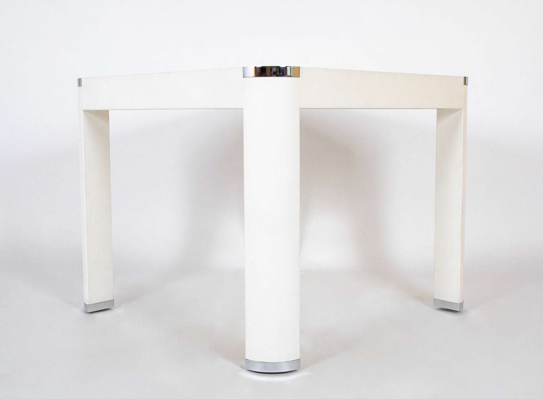 Michael de Santis White Leather & Chrome Games Table